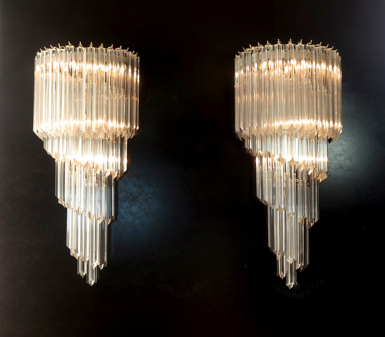 Murano Wall Lamp – 41 Clear Prism Glass – Set of 2 – Murano Classics