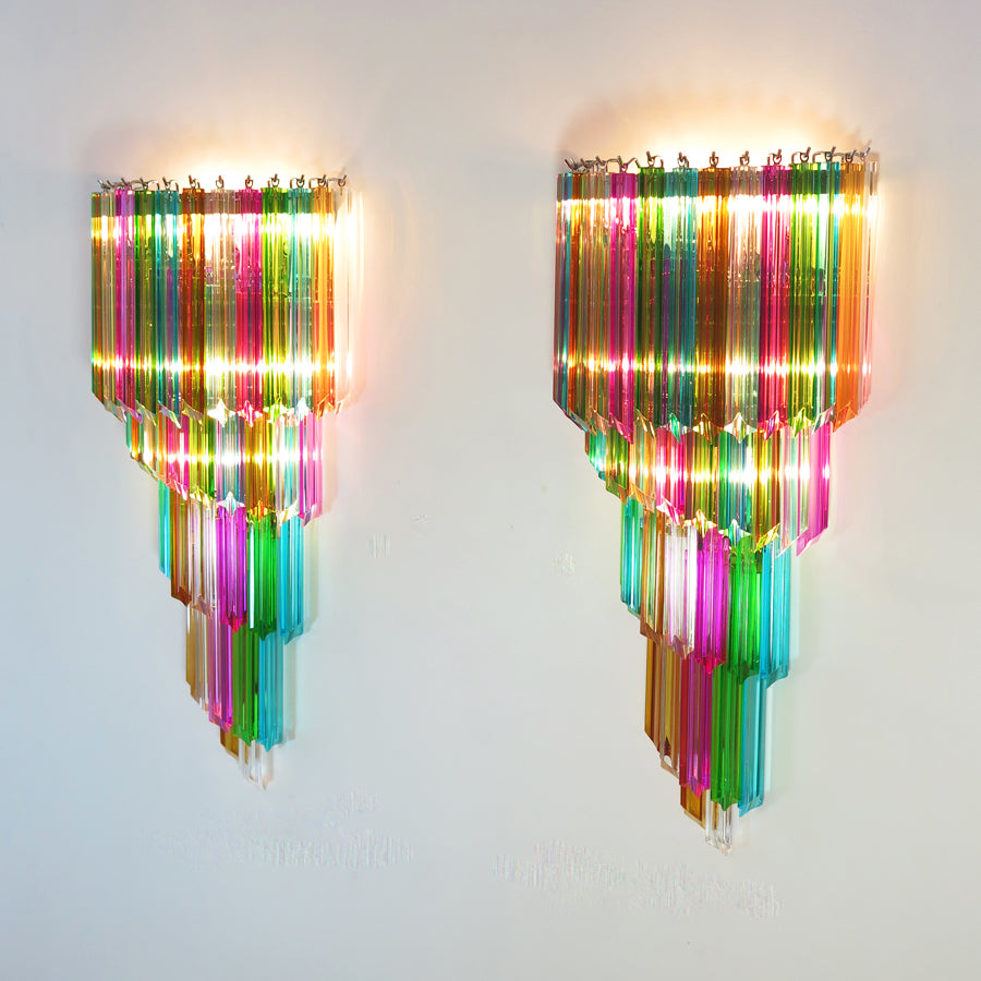 Murano Wall Lamp – 41 Multicolour Prism Glass – Set of 2 – detail 1 – Murano Classics