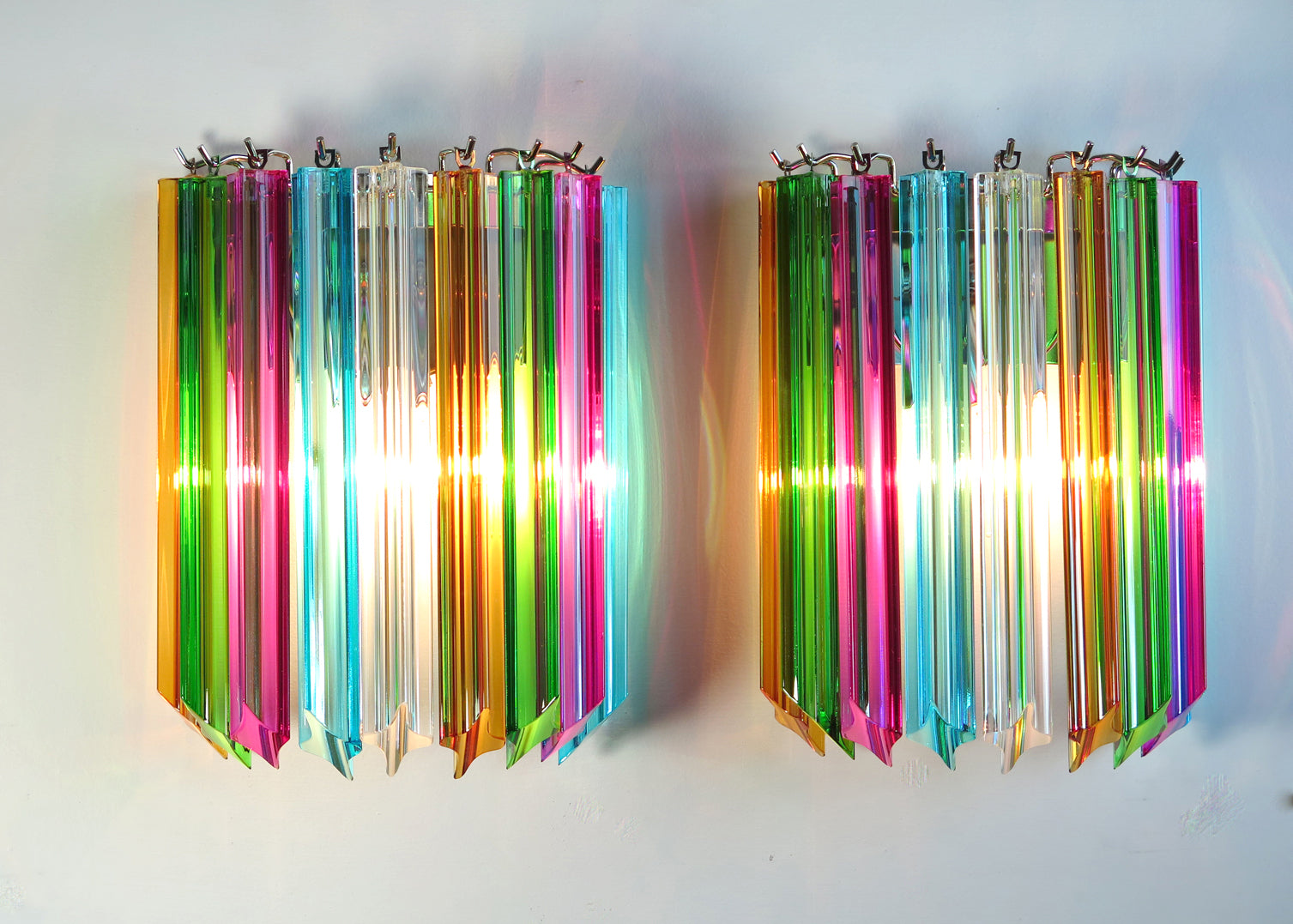 Murano Wall Lamp | 9 Multicolour Prism Glass | Set of 2