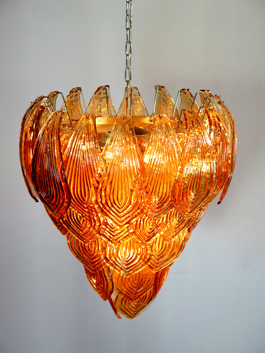 Murano Kroonluchter – 52 Gele Felciglazen – detail 2 – Murano Classics