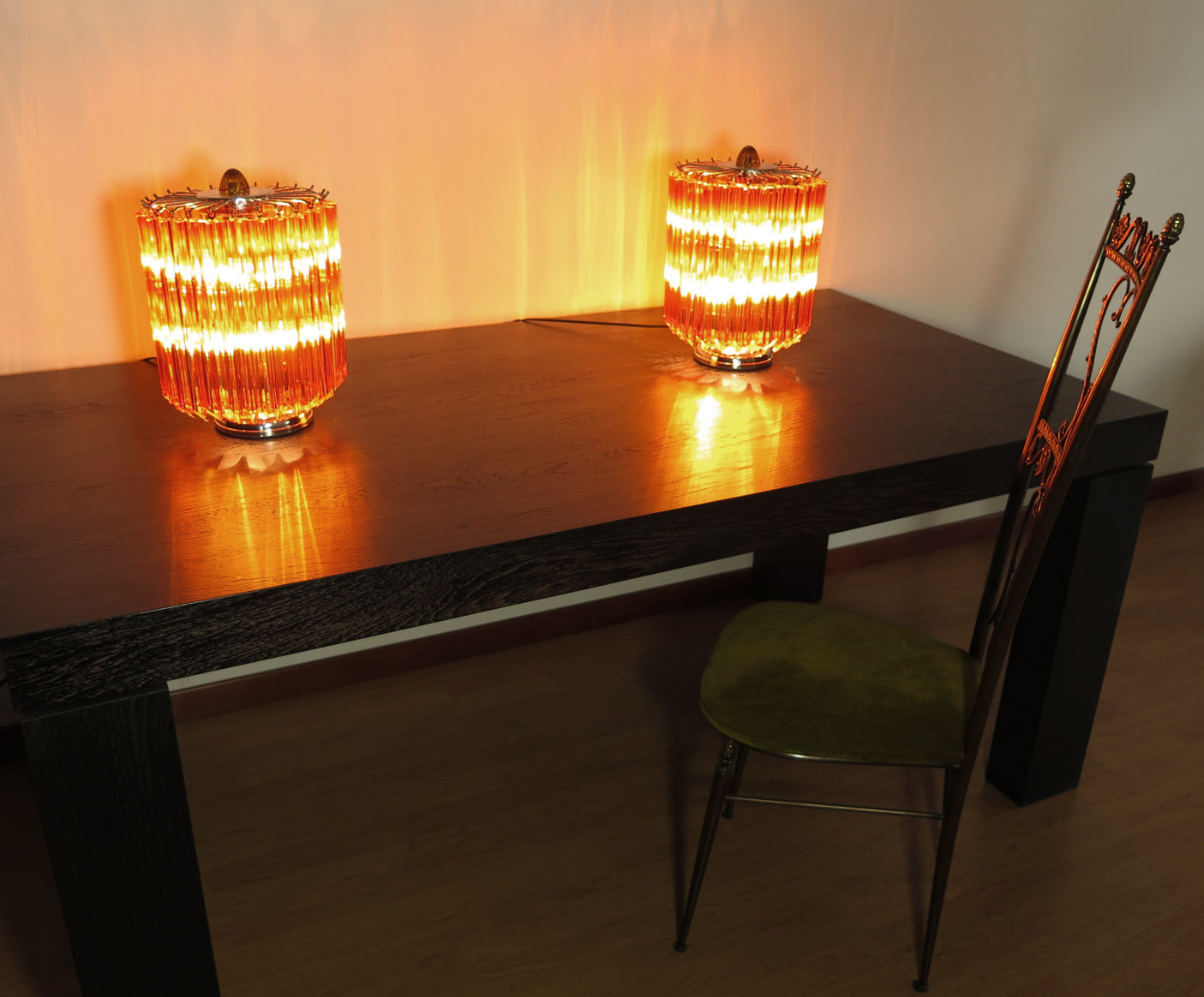 Murano Bordlampe | 24 Gule Prismeglass