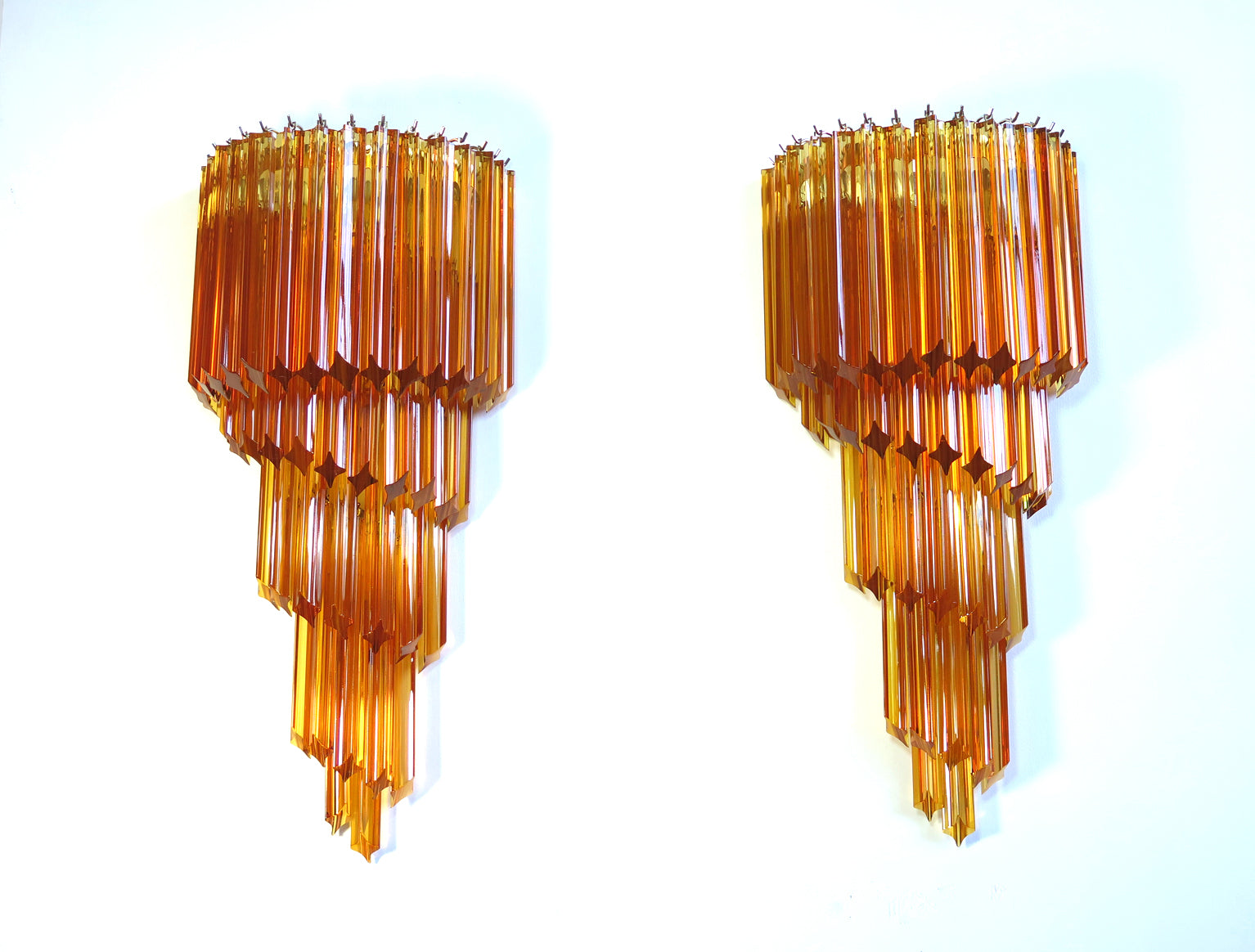 Murano Vegglampe | 41 Gule Prismeglass | 1 par