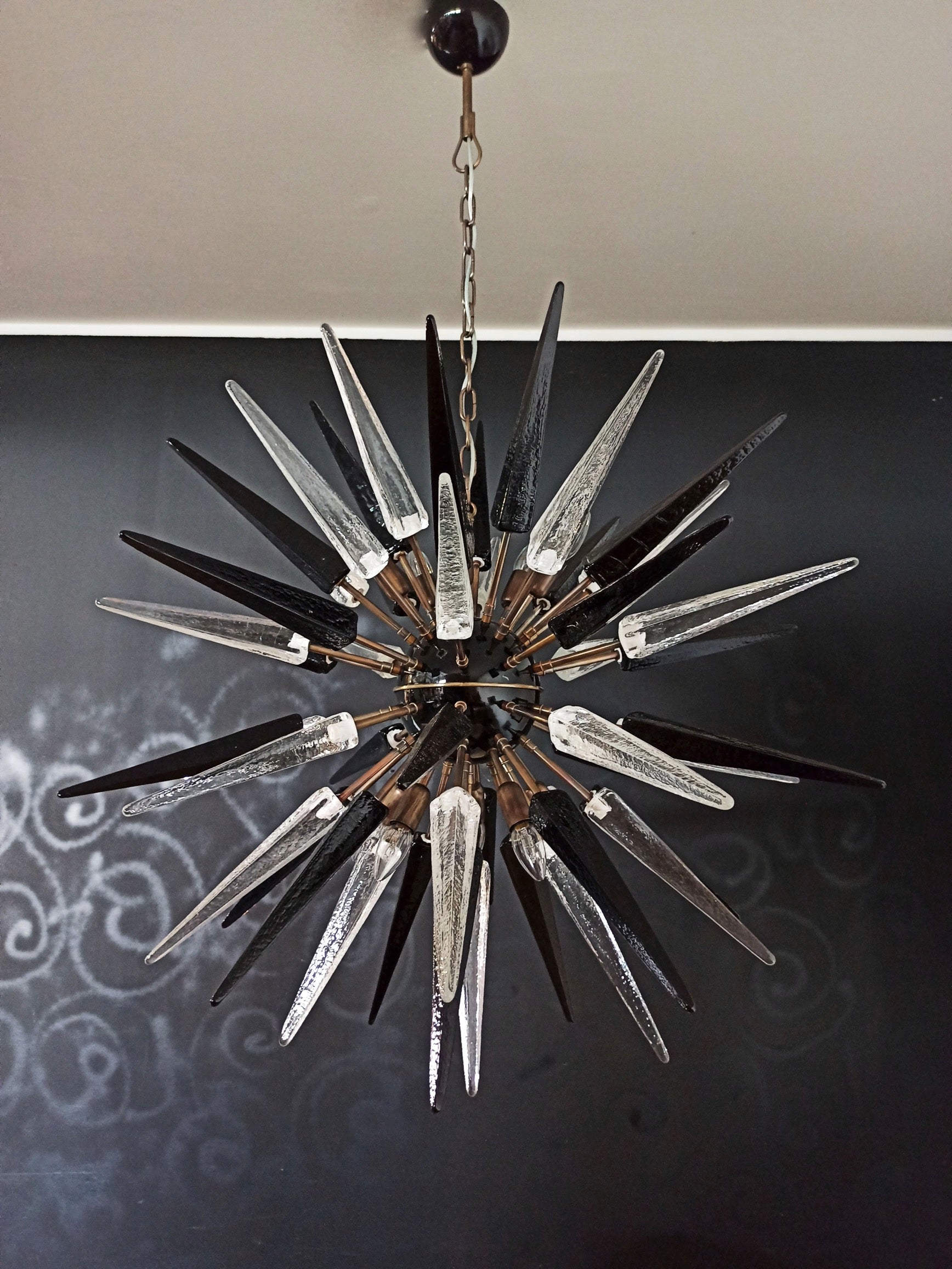 Lustre Murano – 51 Sputnik Noirs Transparents – détail 5 – Murano Classics
