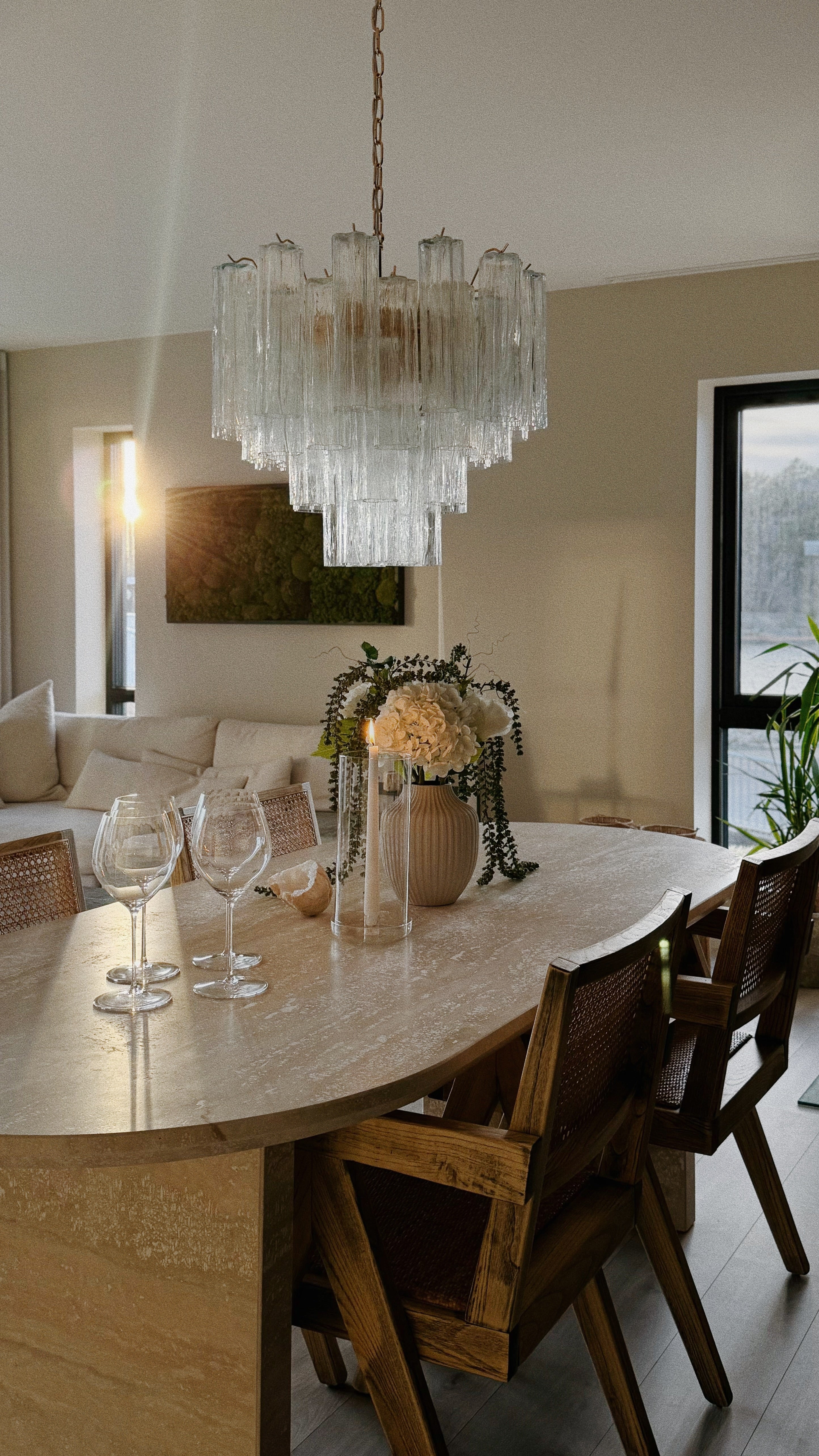 Murano Chandelier – 36 Clear Tube Glass – detail 3 – Murano Classics