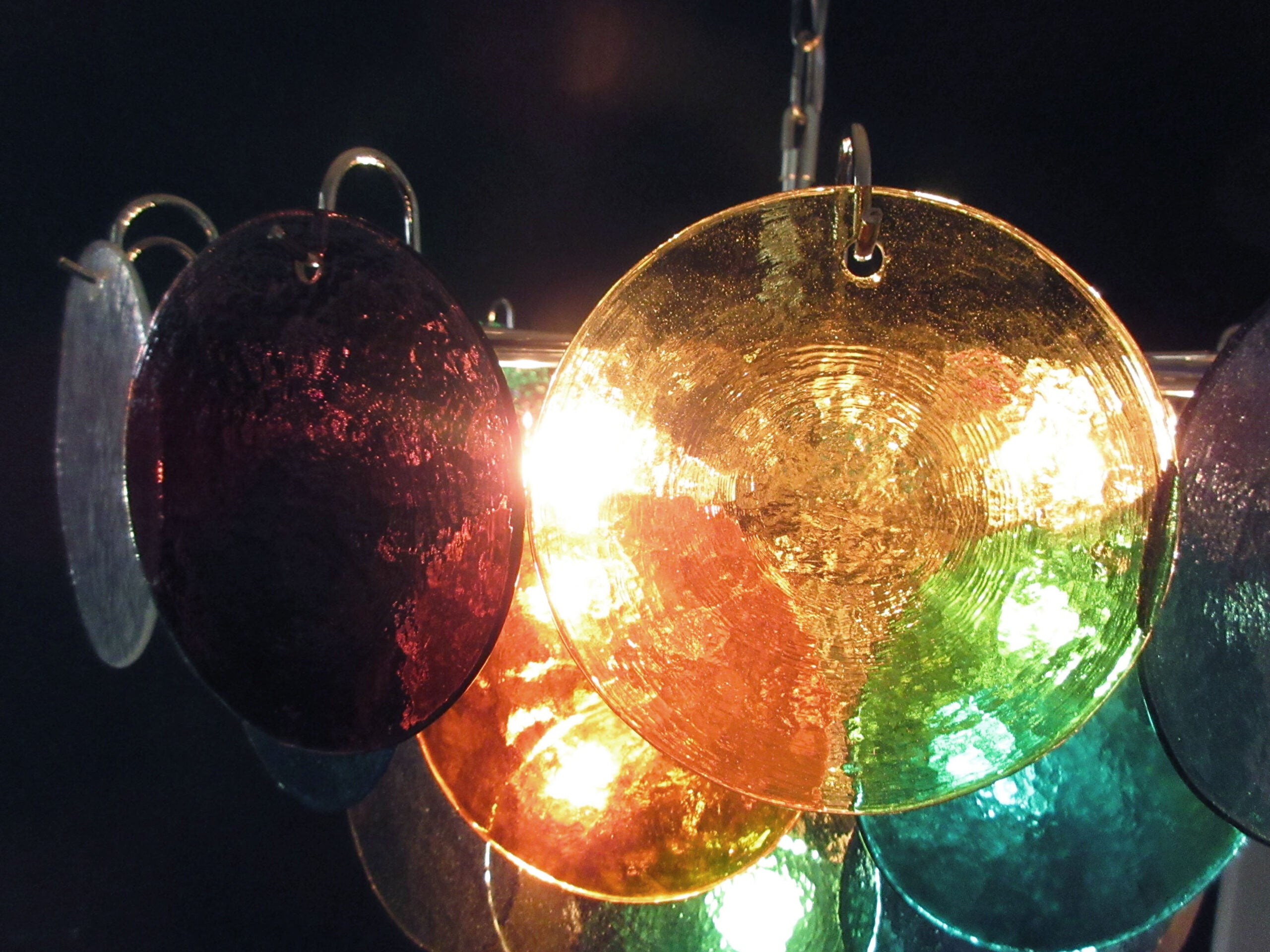 Murano Chandelier – 50 Multicoloured Disc Glass Elements – detail 9 – Murano Classics