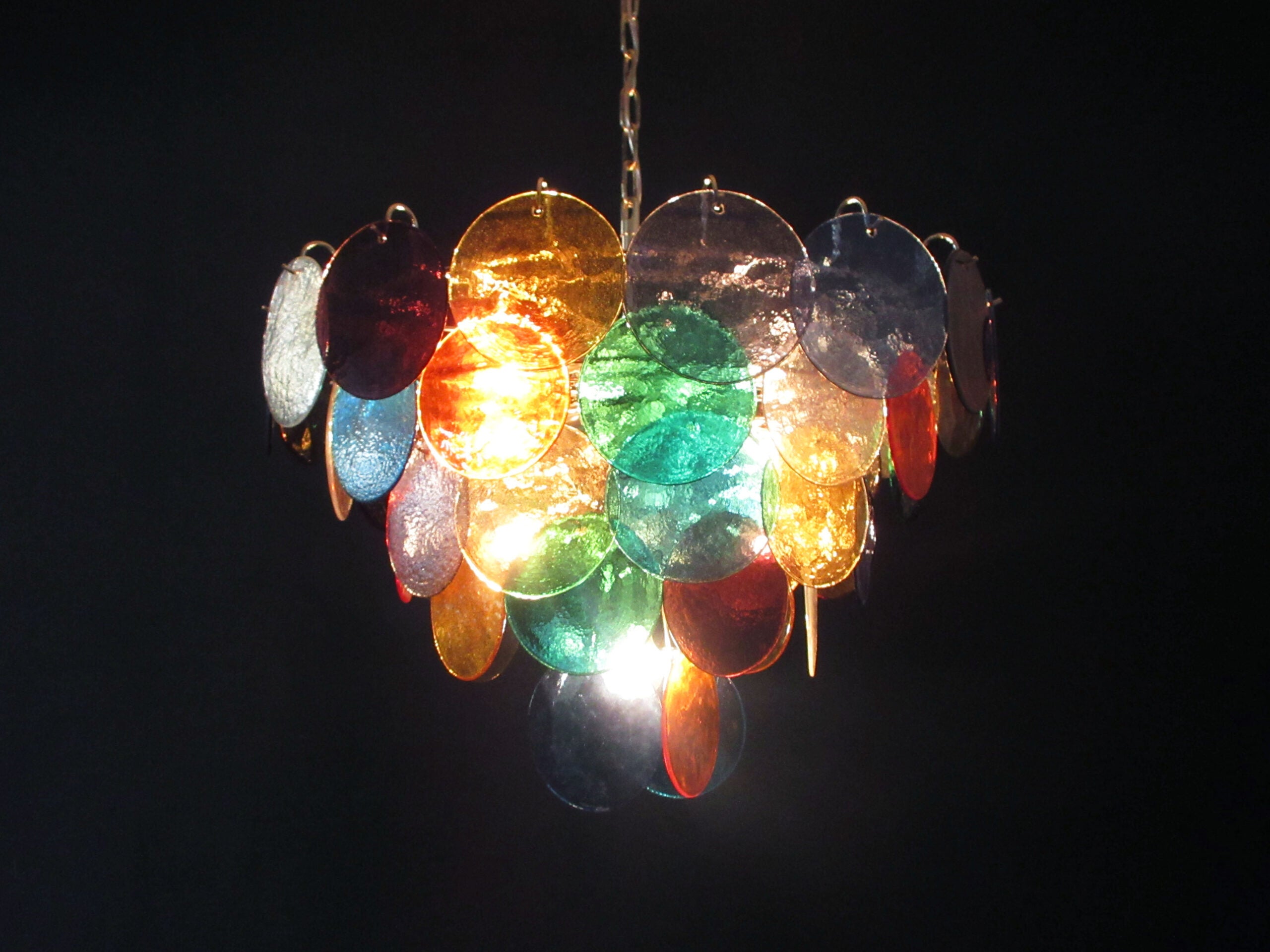 Murano Lysekrone | 50 Multifargede Glassdisker