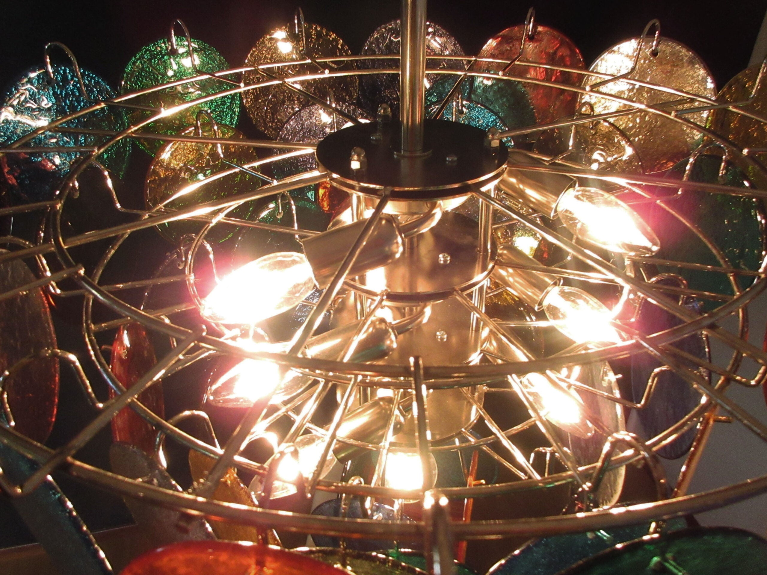 Murano Chandelier – 50 Multicoloured Disc Glass Elements – detail 7 – Murano Classics