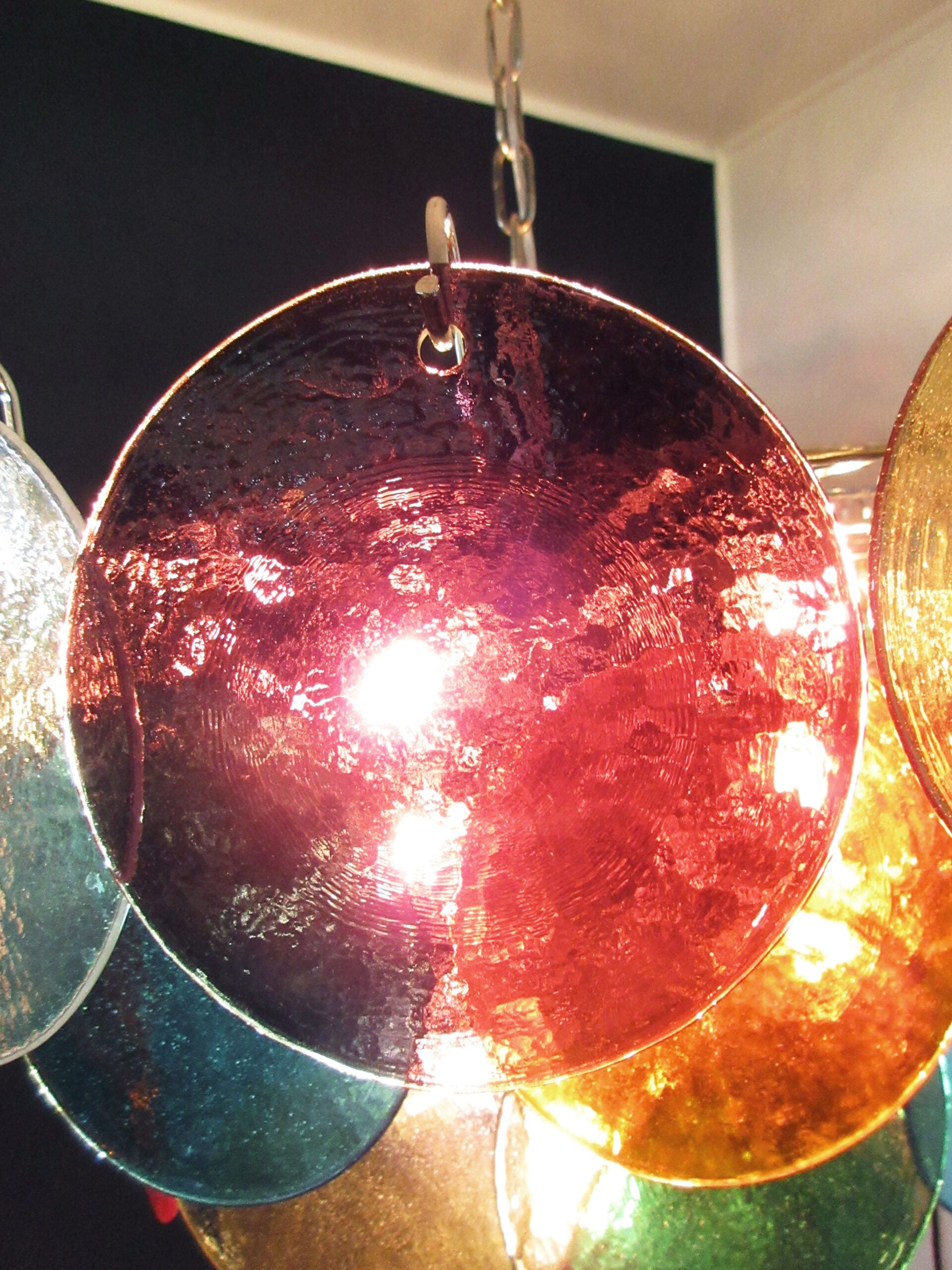 Murano Chandelier – 50 Multicoloured Disc Glass Elements – detail 8 – Murano Classics