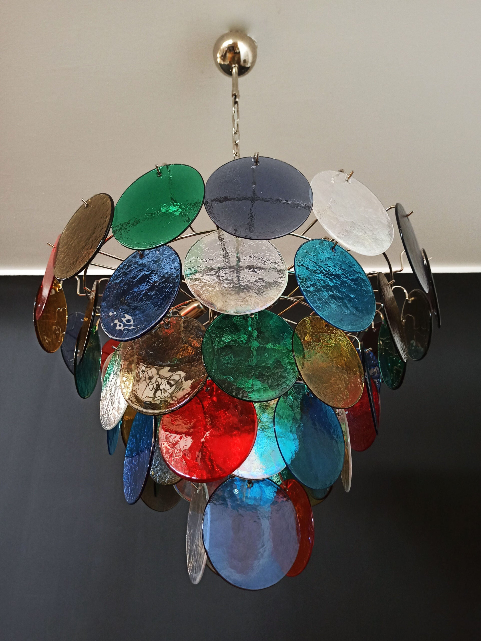 Murano Chandelier – 57 Multicoloured Disc Glass Elements – detail 7 – Murano Classics