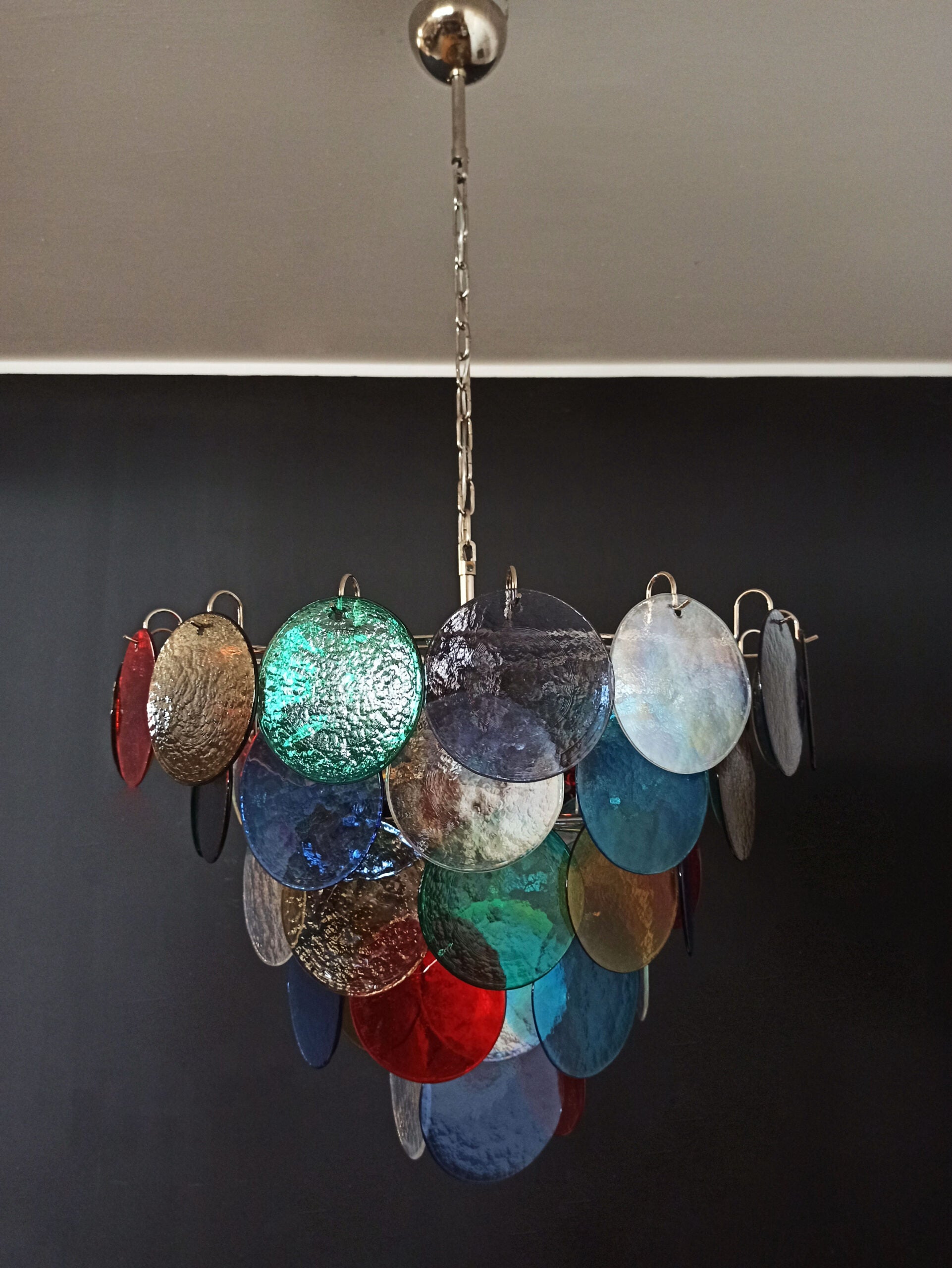 Murano Chandelier – 57 Multicoloured Disc Glass Elements – detail 10 – Murano Classics