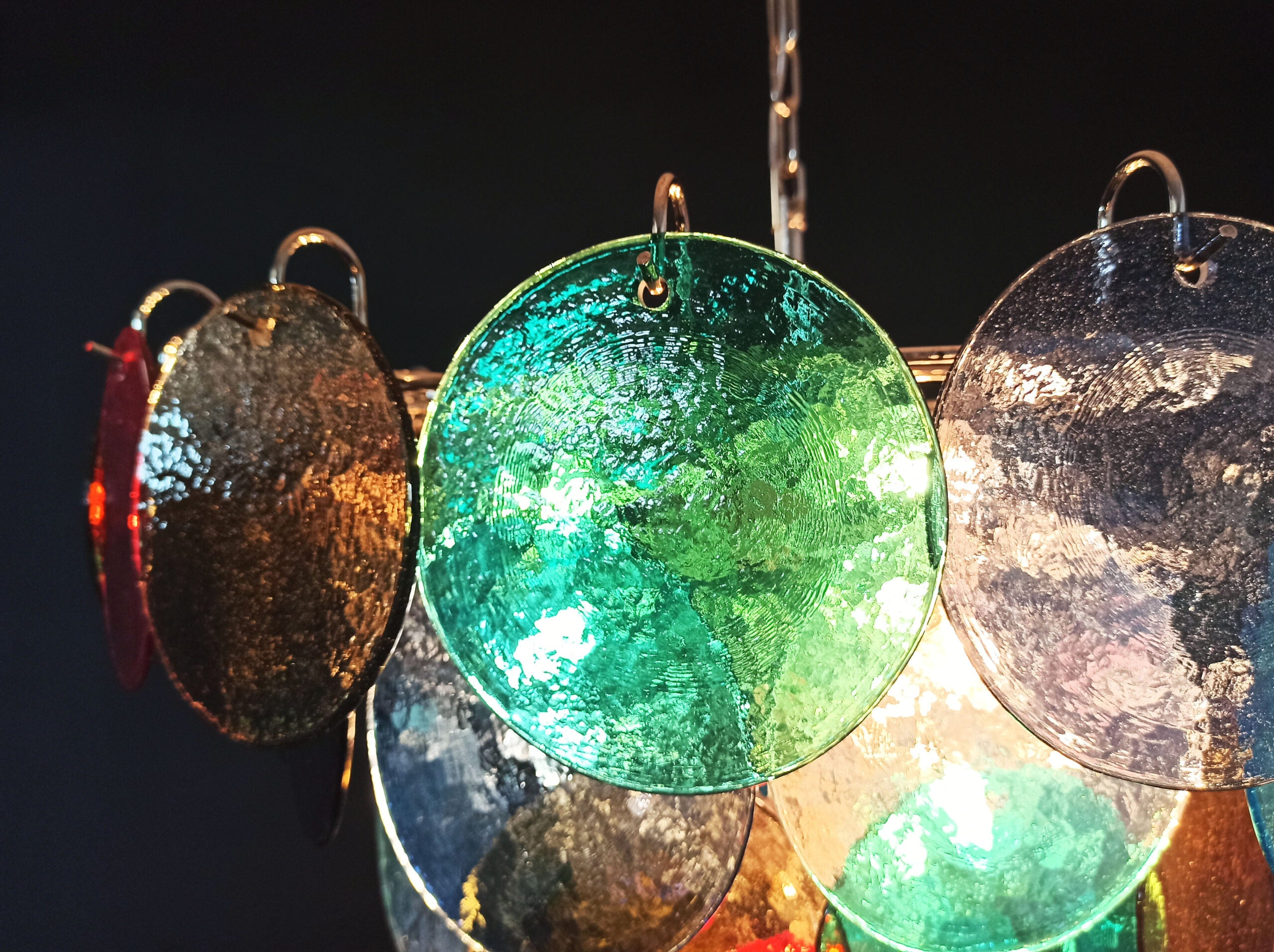 Murano Chandelier – 57 Multicoloured Disc Glass Elements – detail 2 – Murano Classics