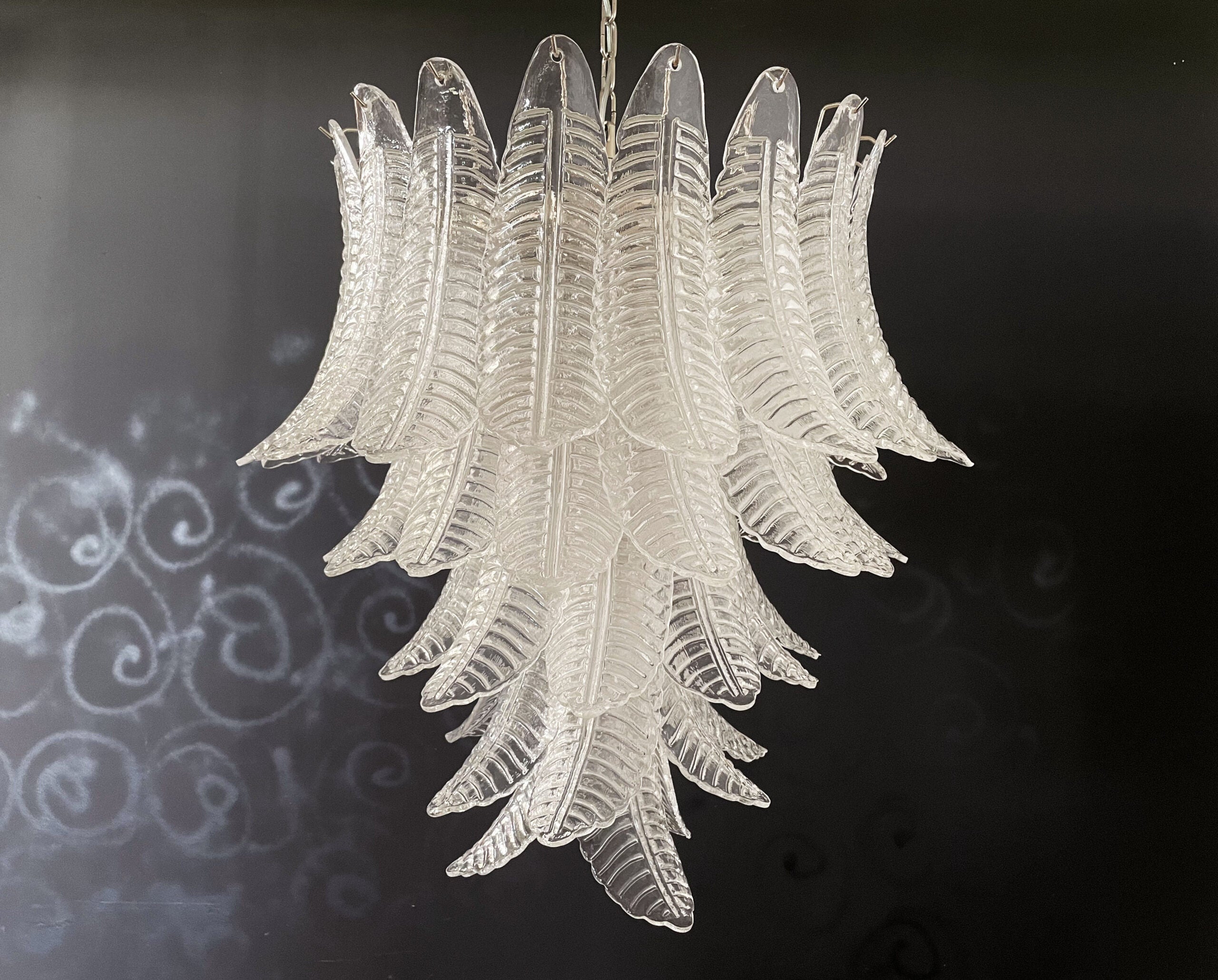 Murano Chandelier – 52 Clear Felci Glass – detail 6 – Murano Classics