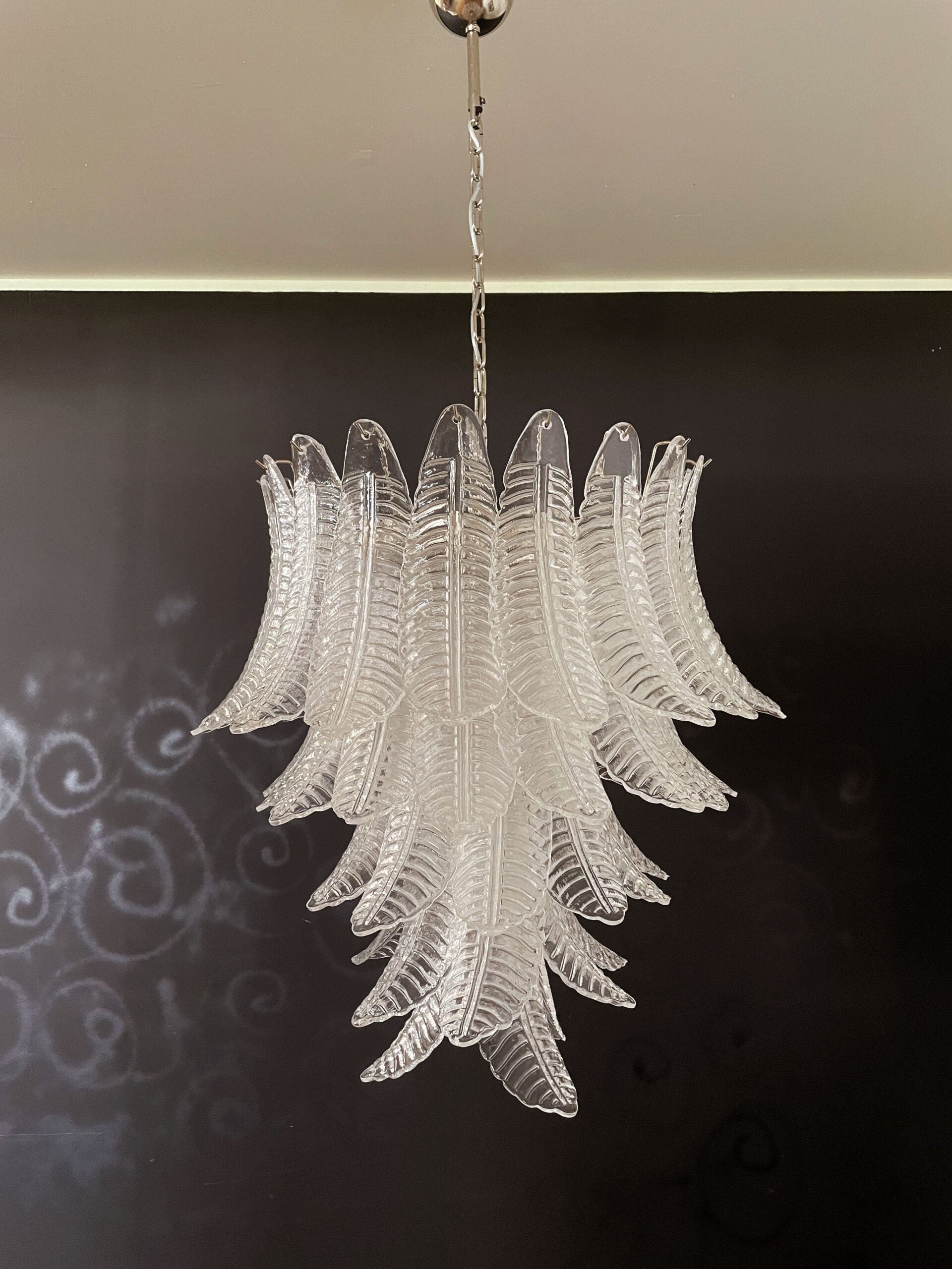 Murano Chandelier – 52 Clear Felci Glass – detail 7 – Murano Classics
