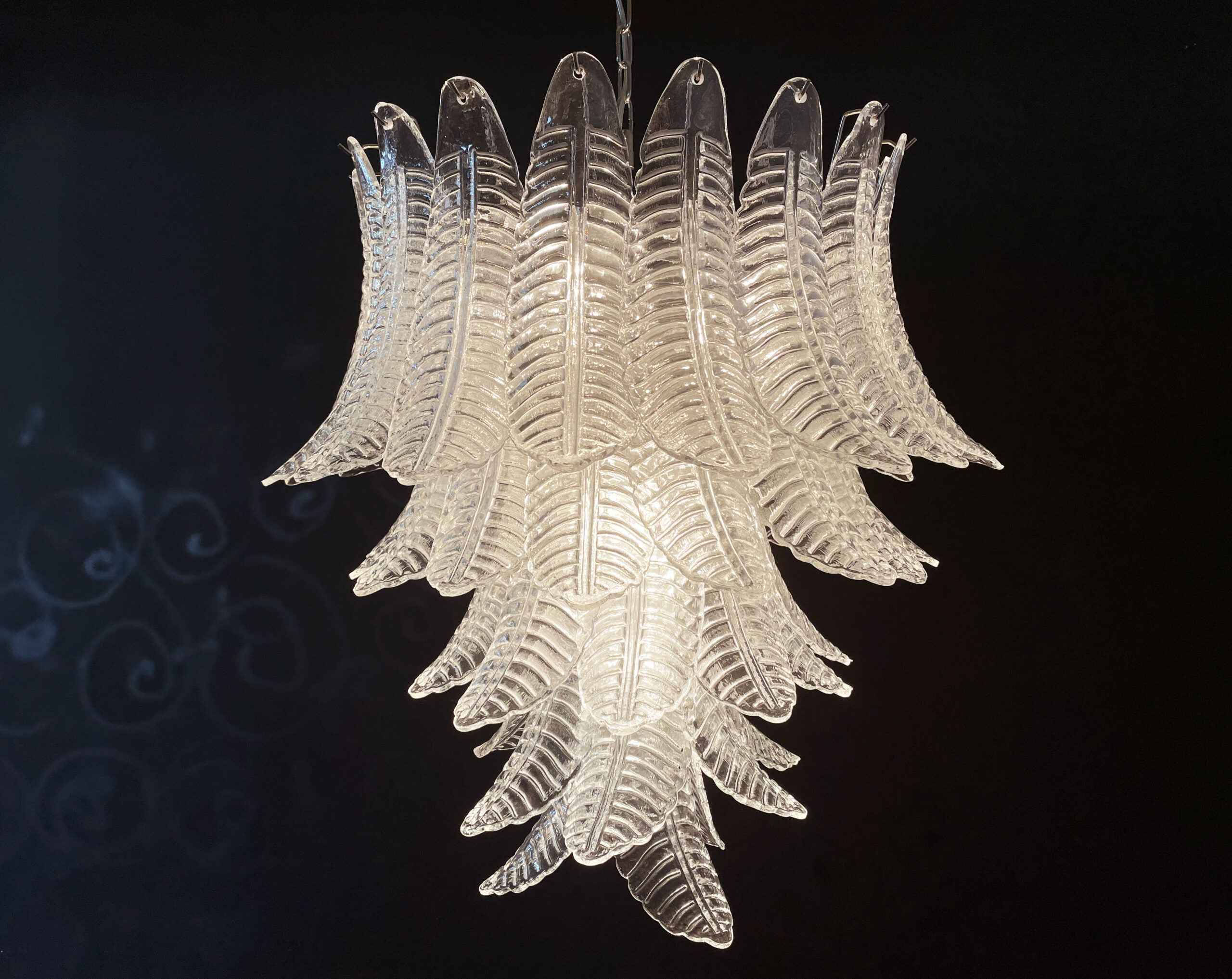 Murano Chandelier – 52 Clear Felci Glass – detail 8 – Murano Classics