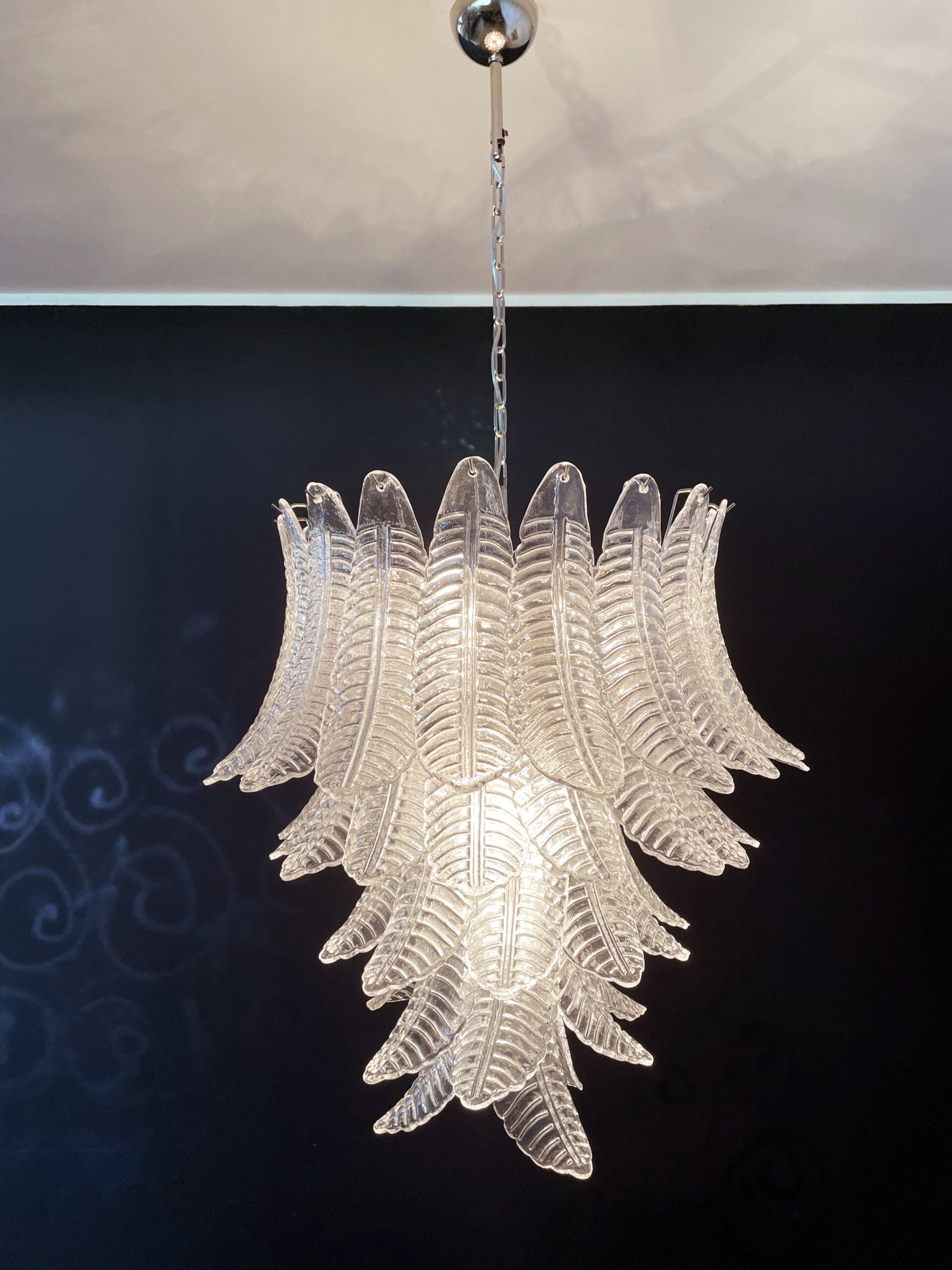 Murano Chandelier – 52 Clear Felci Glass – detail 9 – Murano Classics