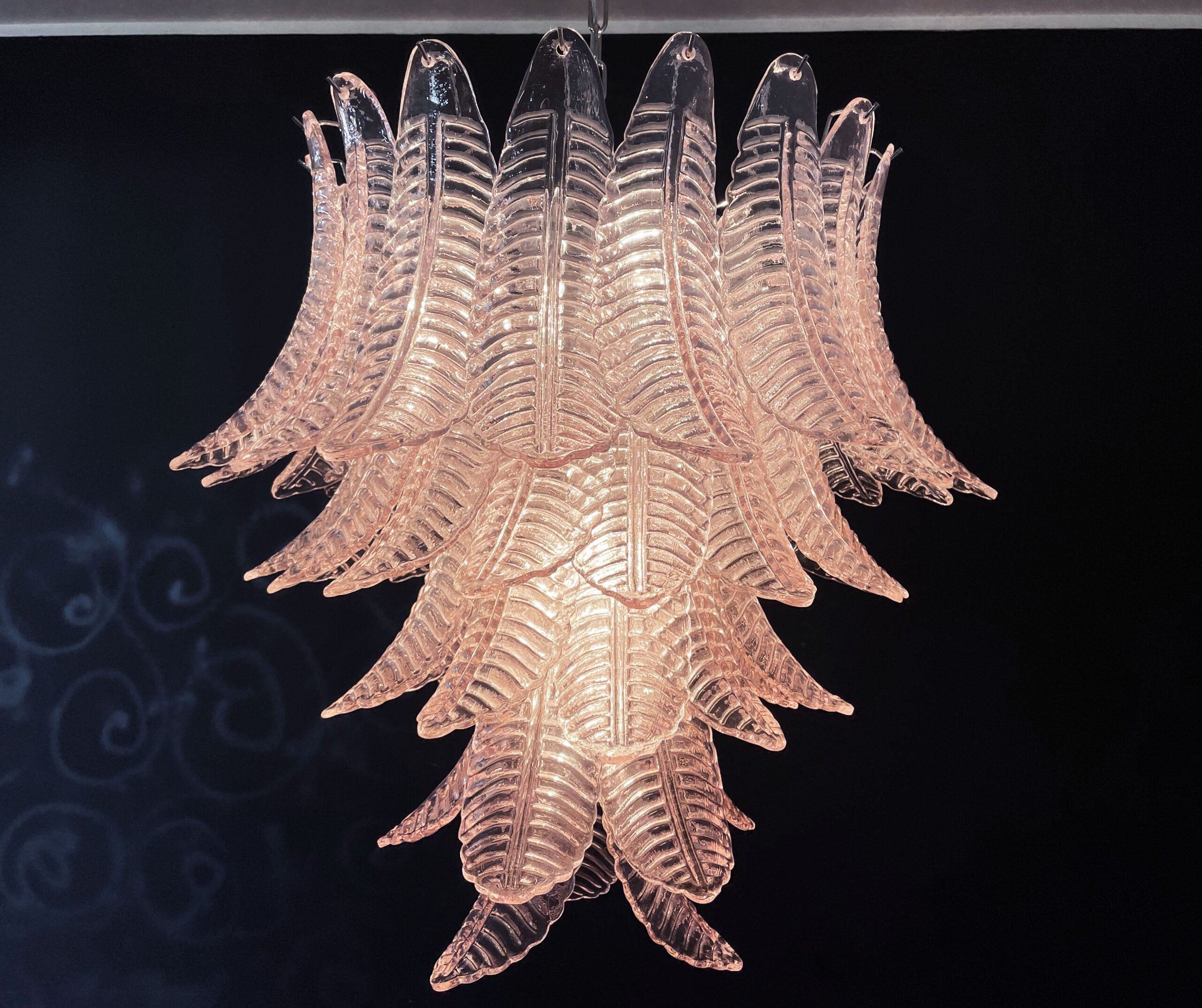 Murano Chandelier – 52 Pink Felci Glass – detail 10 – Murano Classics
