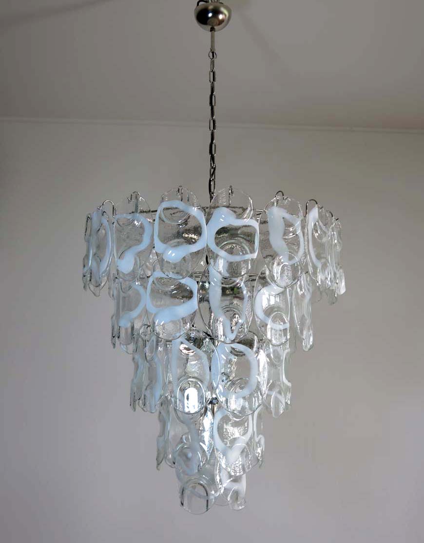 Murano Kroonluchter – 50 Witte Crostoliglazen – Murano Classics
