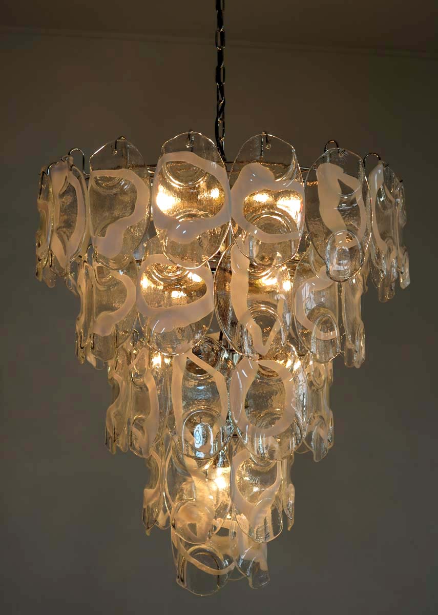 Lustre Murano – 50 Verres Crostoli Blancs – détail 10 – Murano Classics
