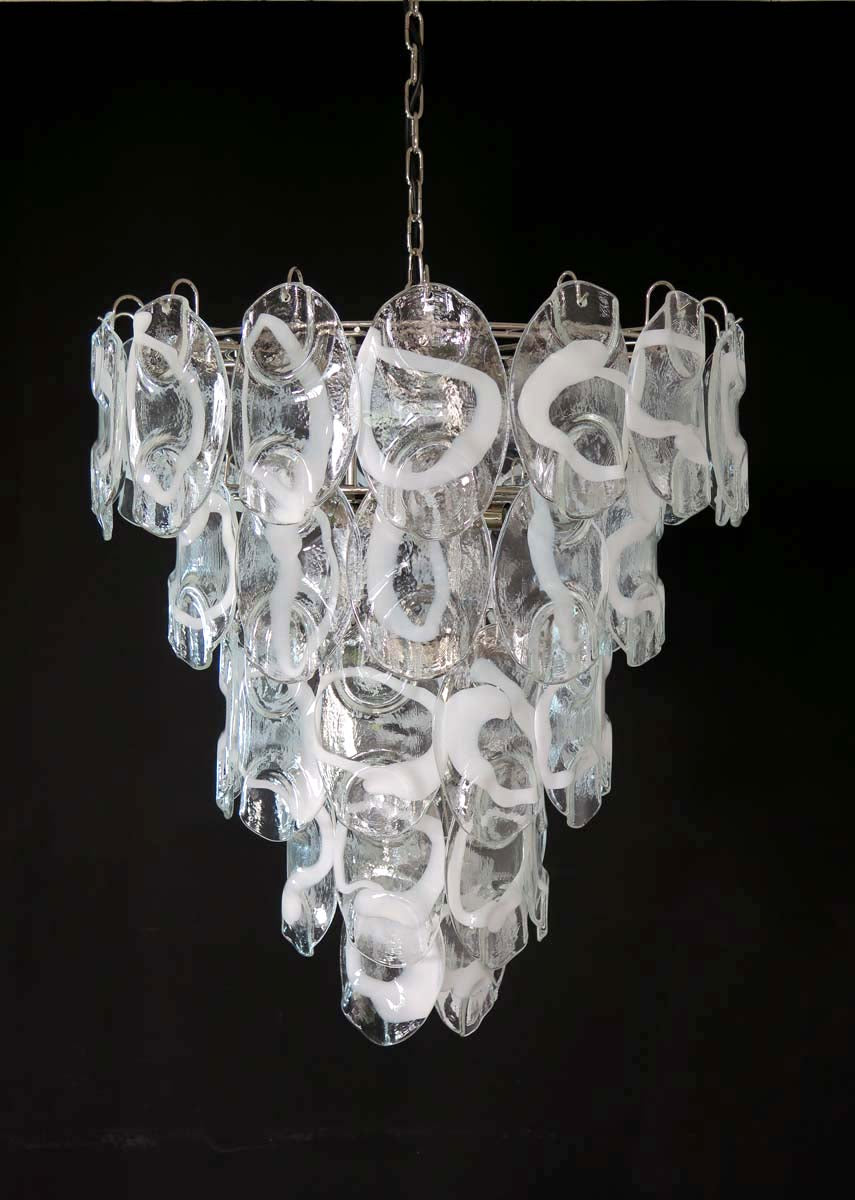 Lustre Murano – 50 Verres Crostoli Blancs – détail 3 – Murano Classics