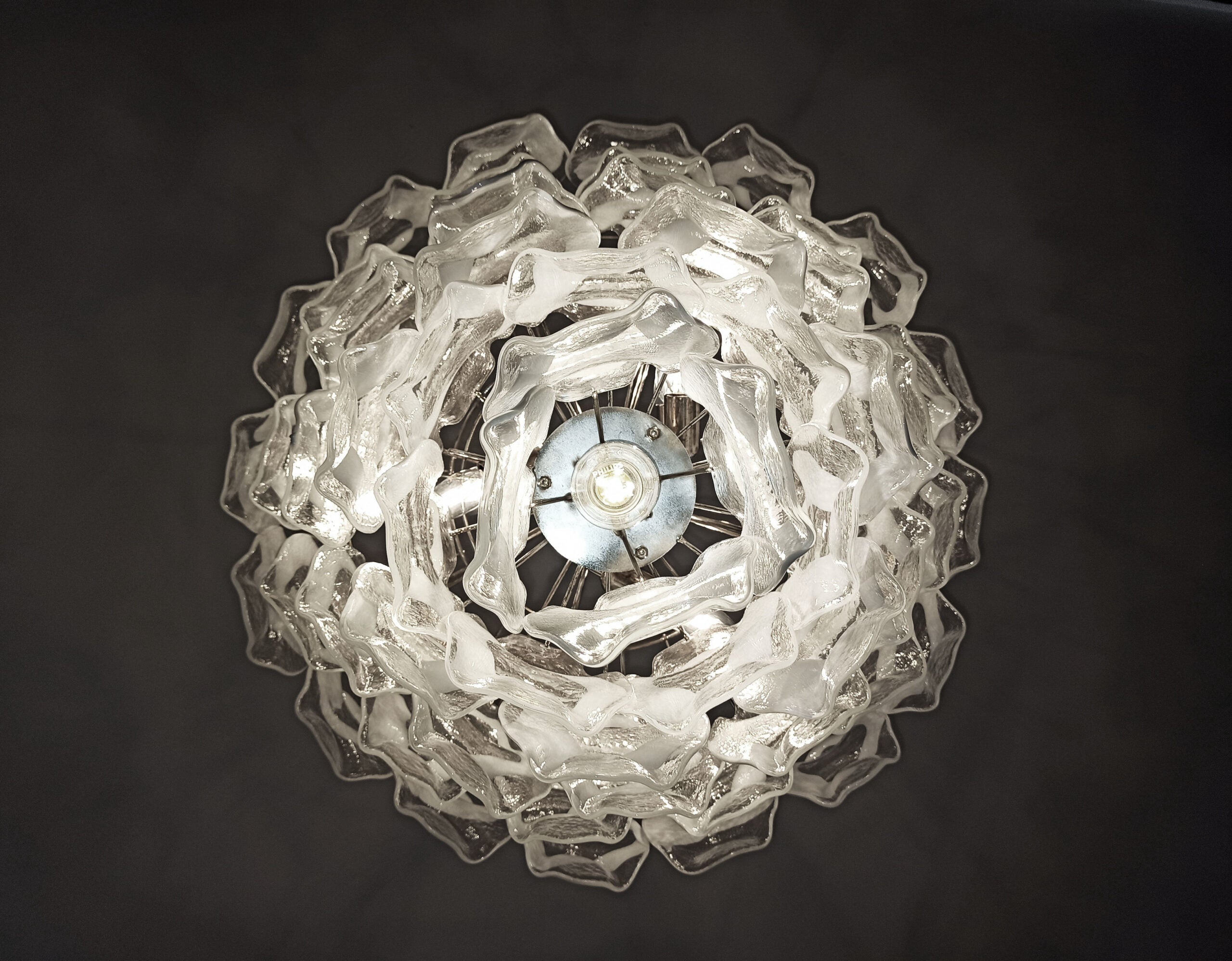 Murano Lysekrone | 57 Klare Hvite Crostoliglass