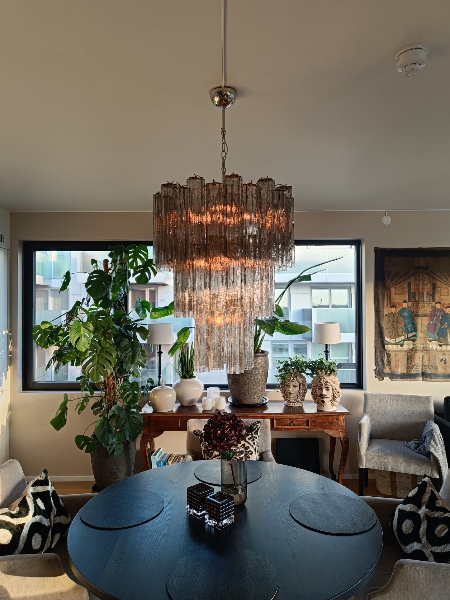 Murano Kroonluchter | 48 Rookglas Buis
