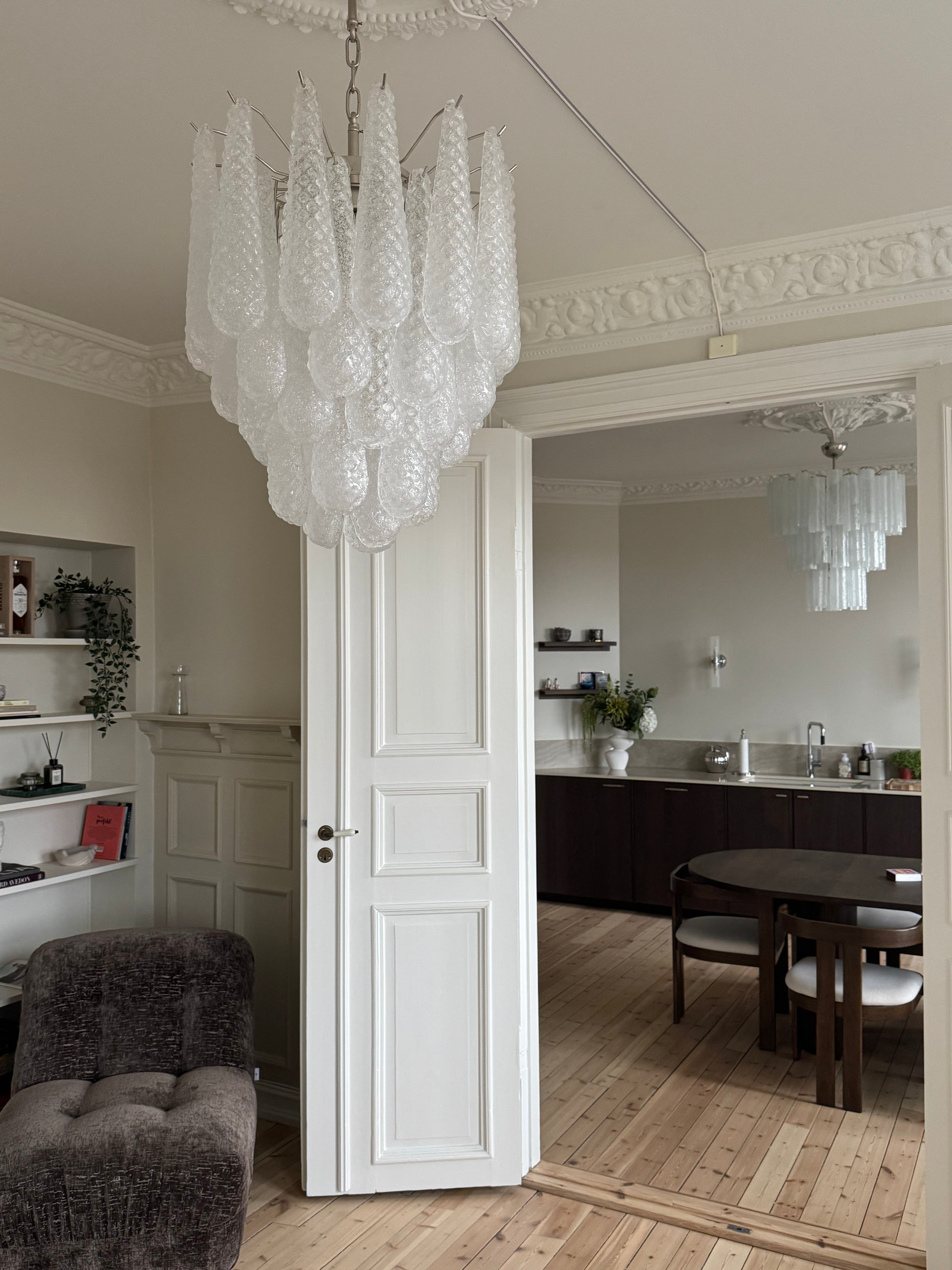 Murano Chandelier – 41 Clear Drop Glass – detail 6 – Murano Classics