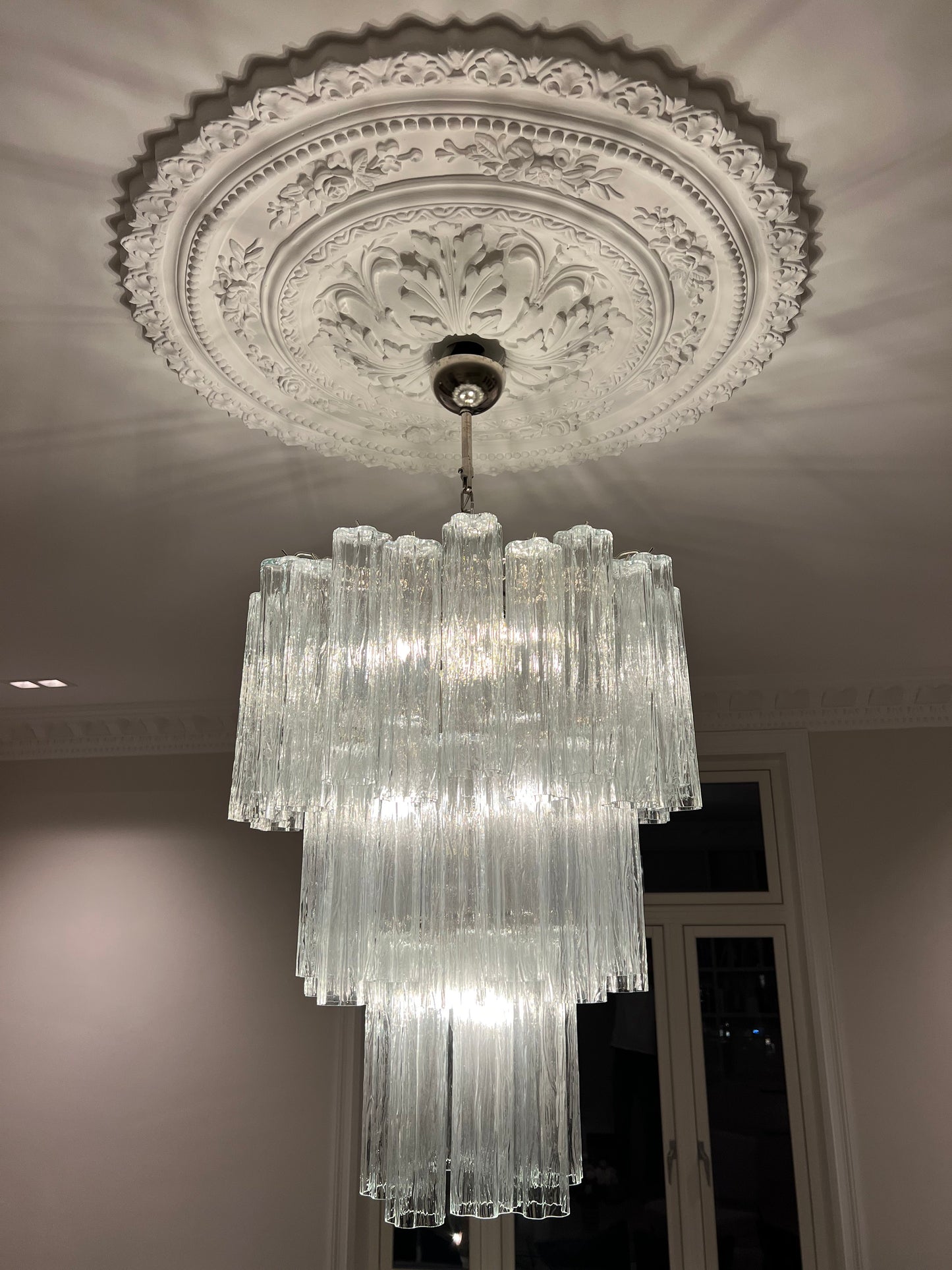 Lampadario Murano | 48 Tubi di Vetro Trasparente