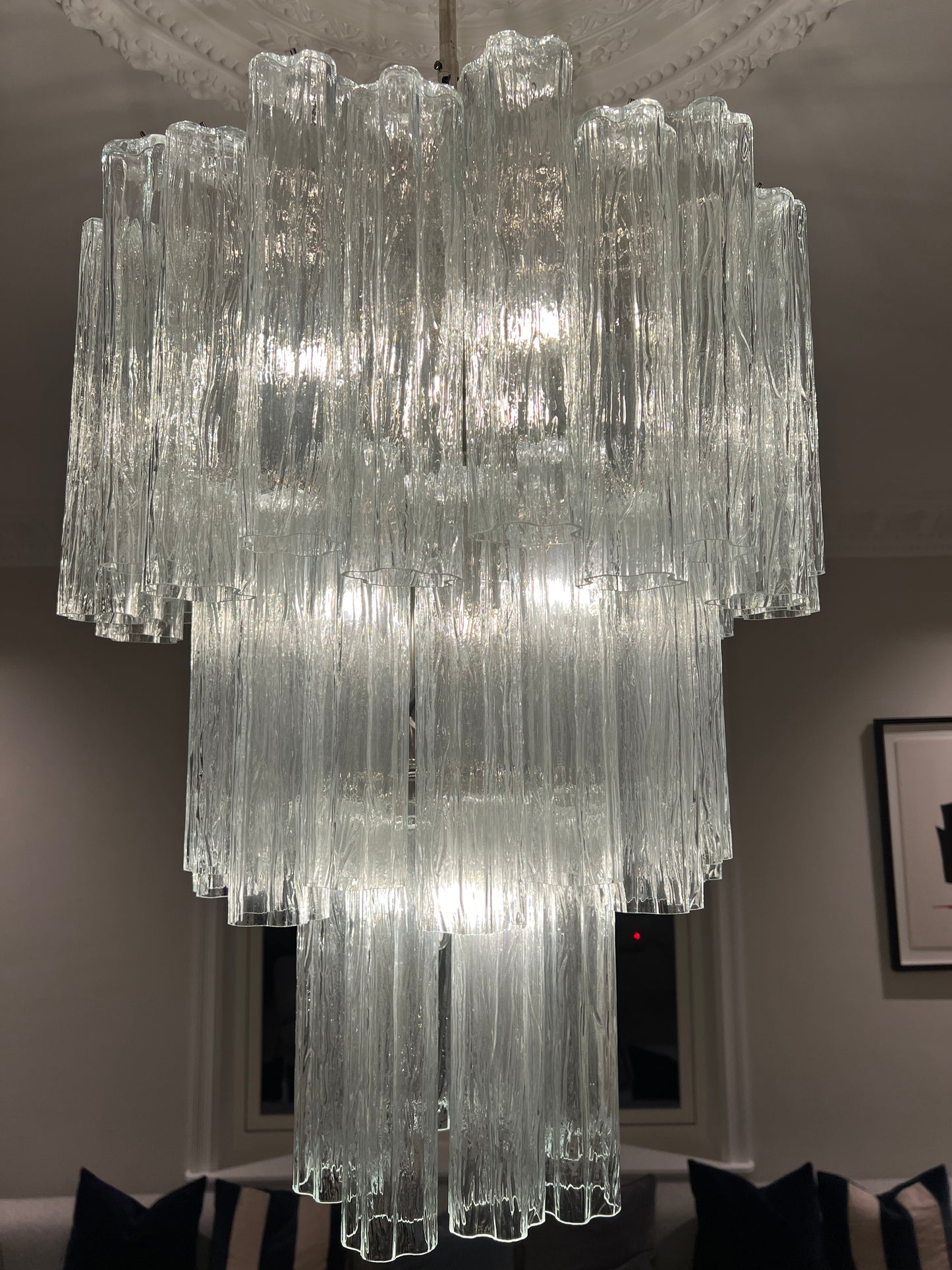 Lampadario Murano | 48 Tubi di Vetro Trasparente