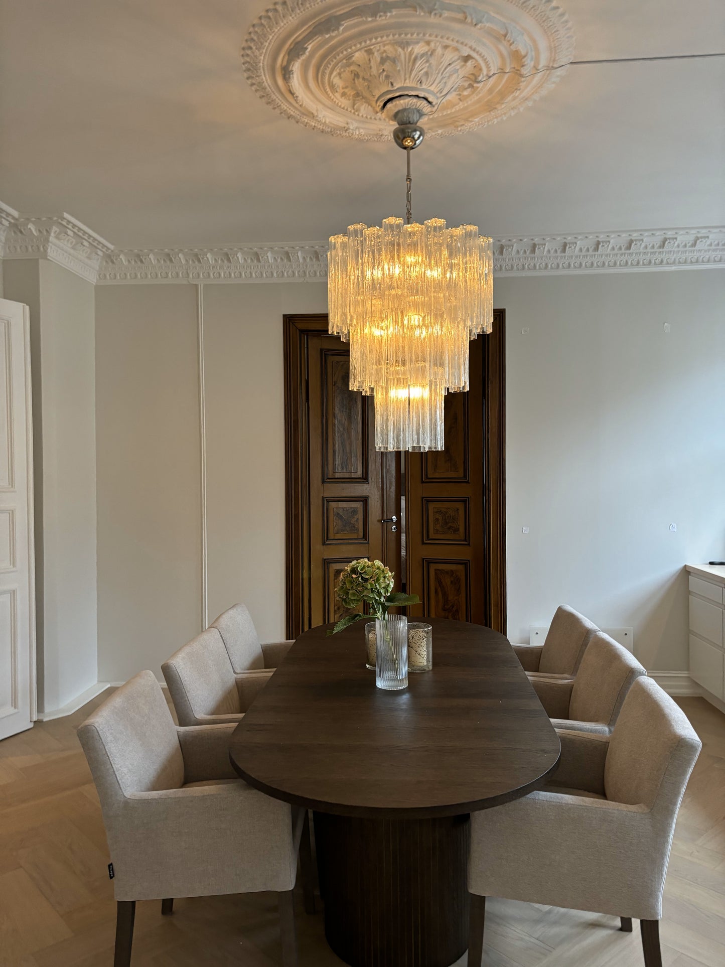 Lampadario Murano | 48 Tubi di Vetro Trasparente