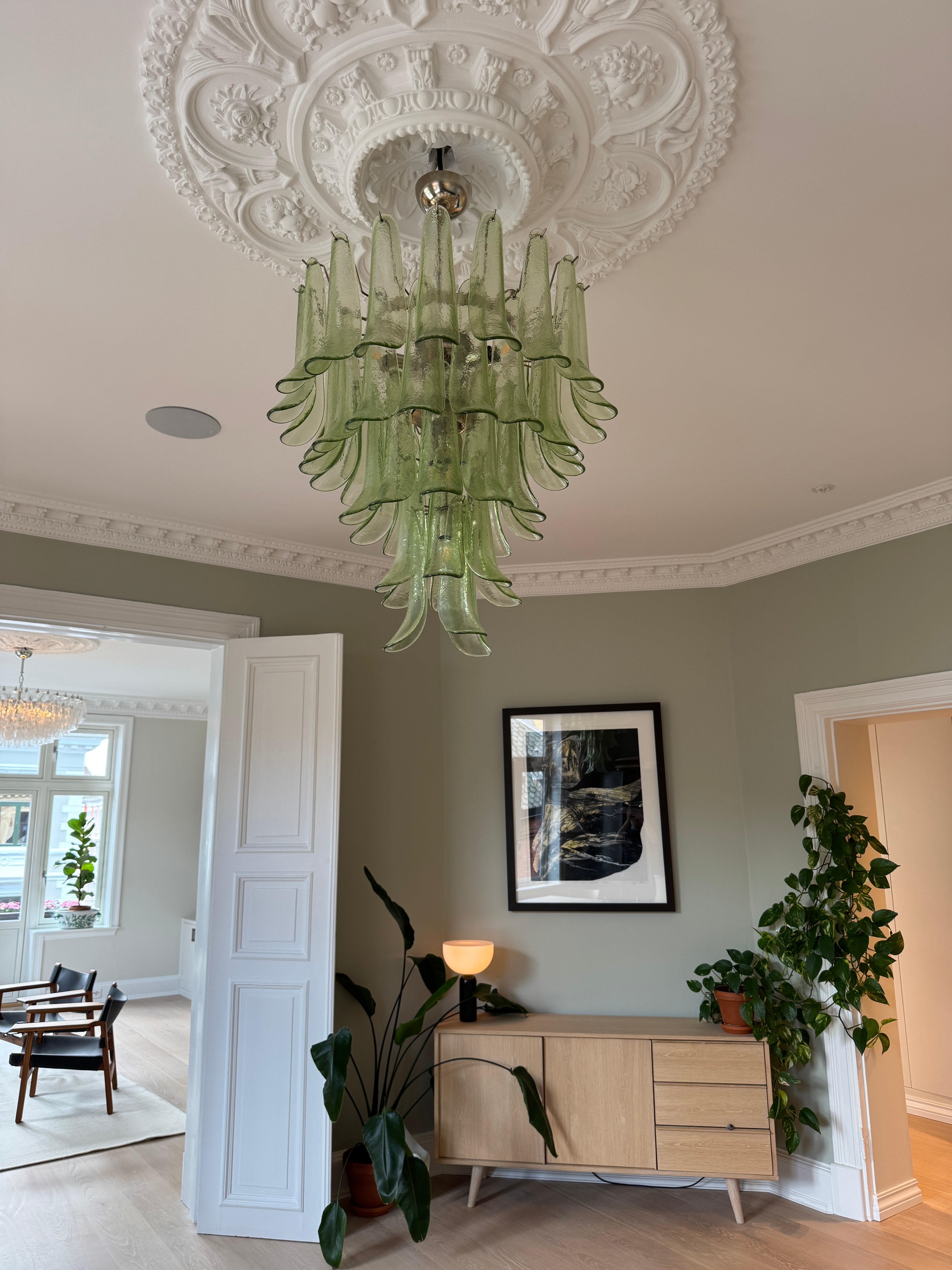 Murano Chandelier | 52 Green Petal Glass