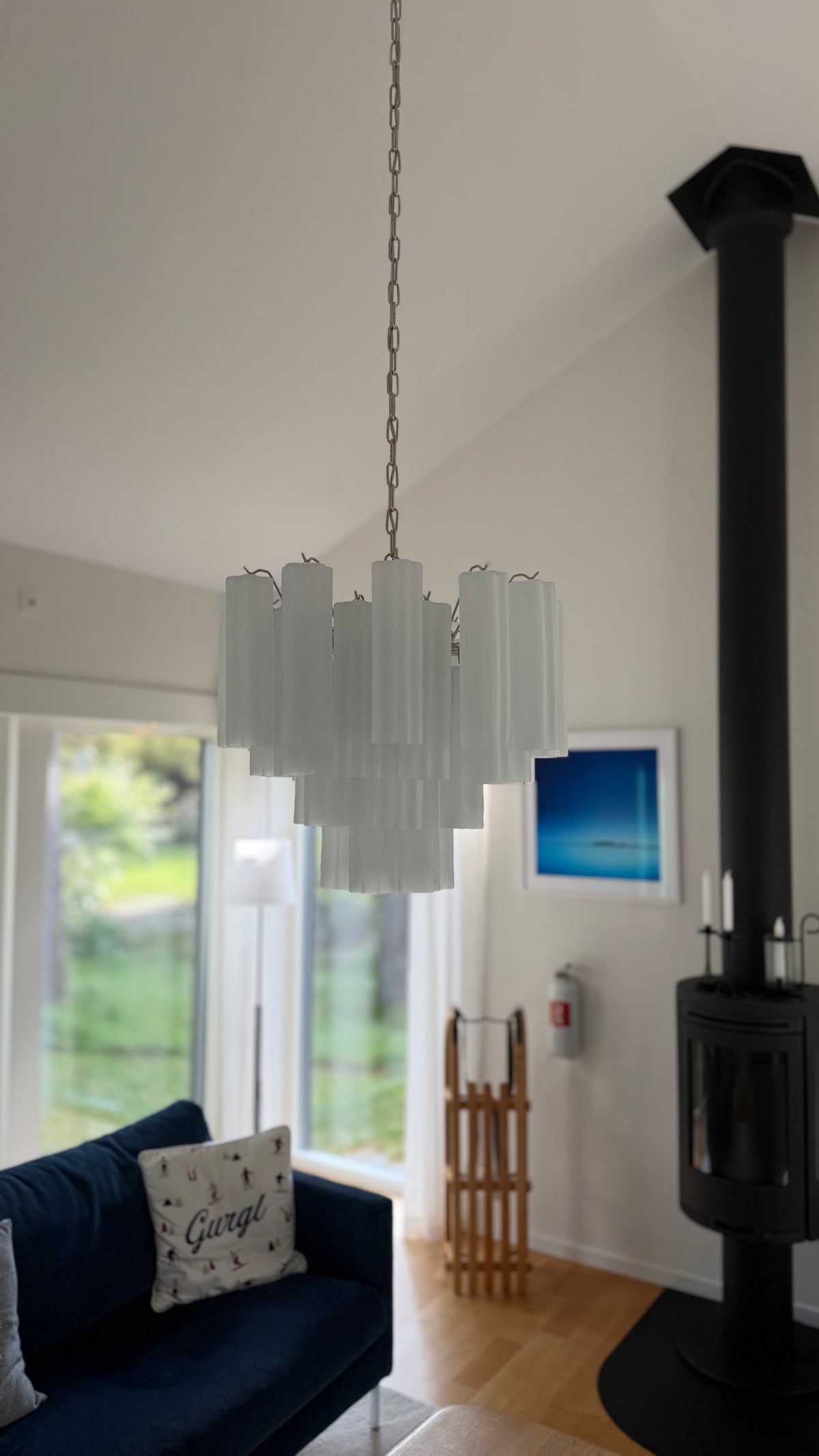 Murano Kronleuchter | 36 Mattweißes Röhrglas