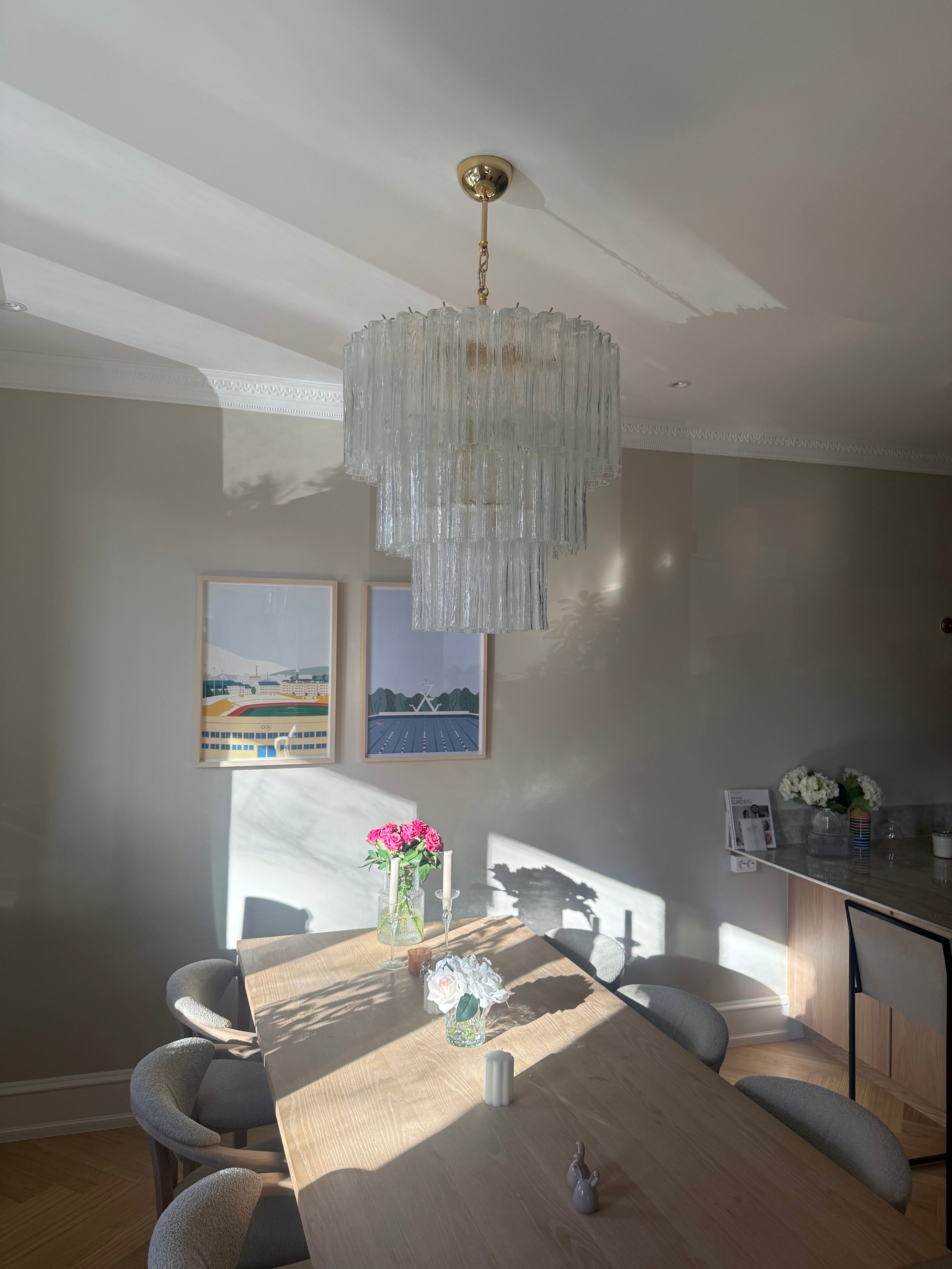 Murano Chandelier – 52 Clear Tube Glass – Murano Classics