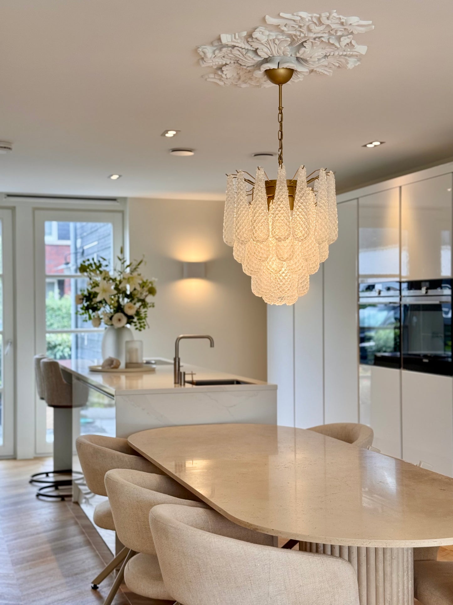 Murano-Kronleuchter | 41 klare Tropfen-Gläser