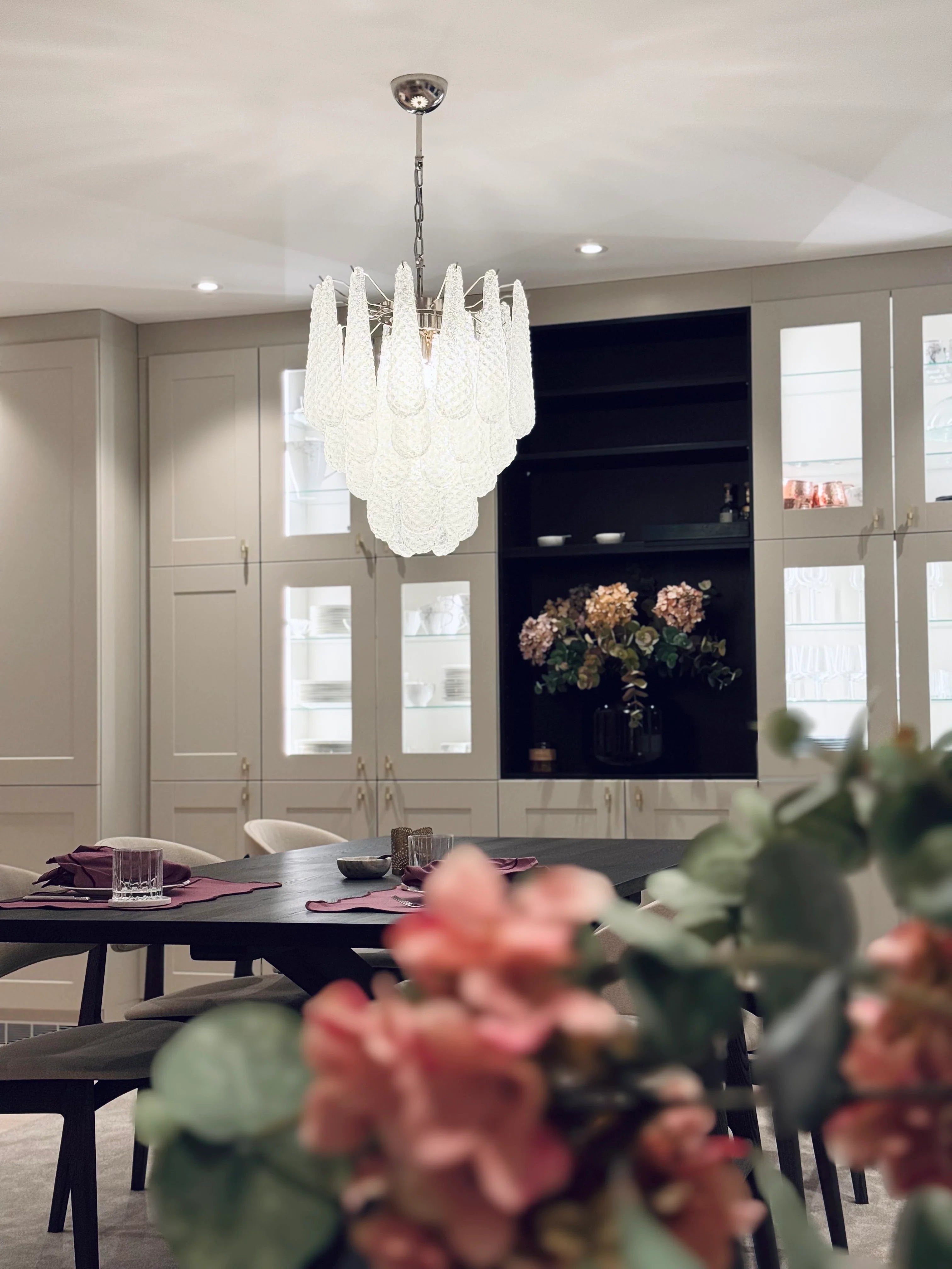 Murano Chandelier – 41 Clear Drop Glass – detail 7 – Murano Classics