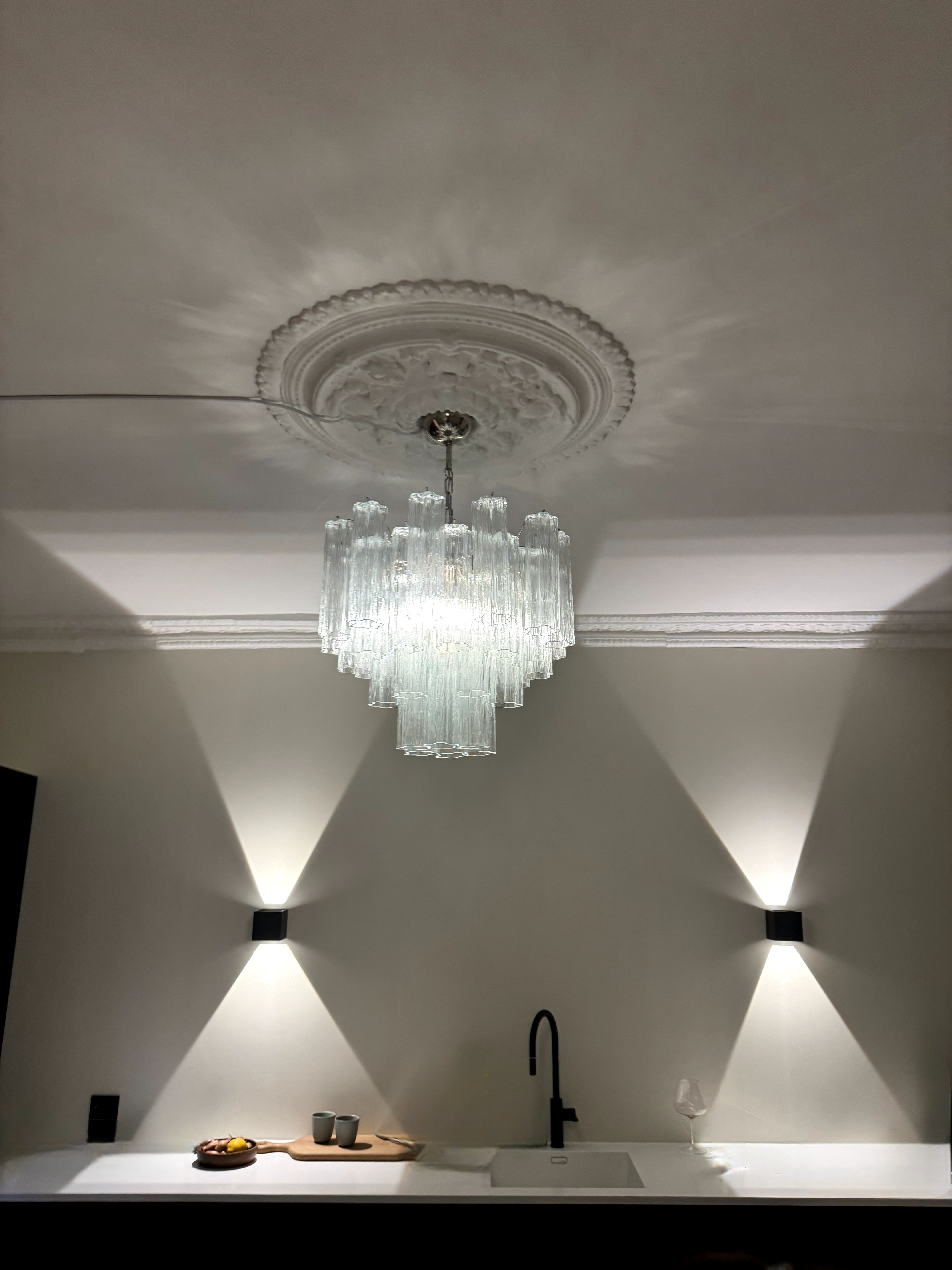 Murano Chandelier – 36 Clear Tube Glass – detail 8 – Murano Classics