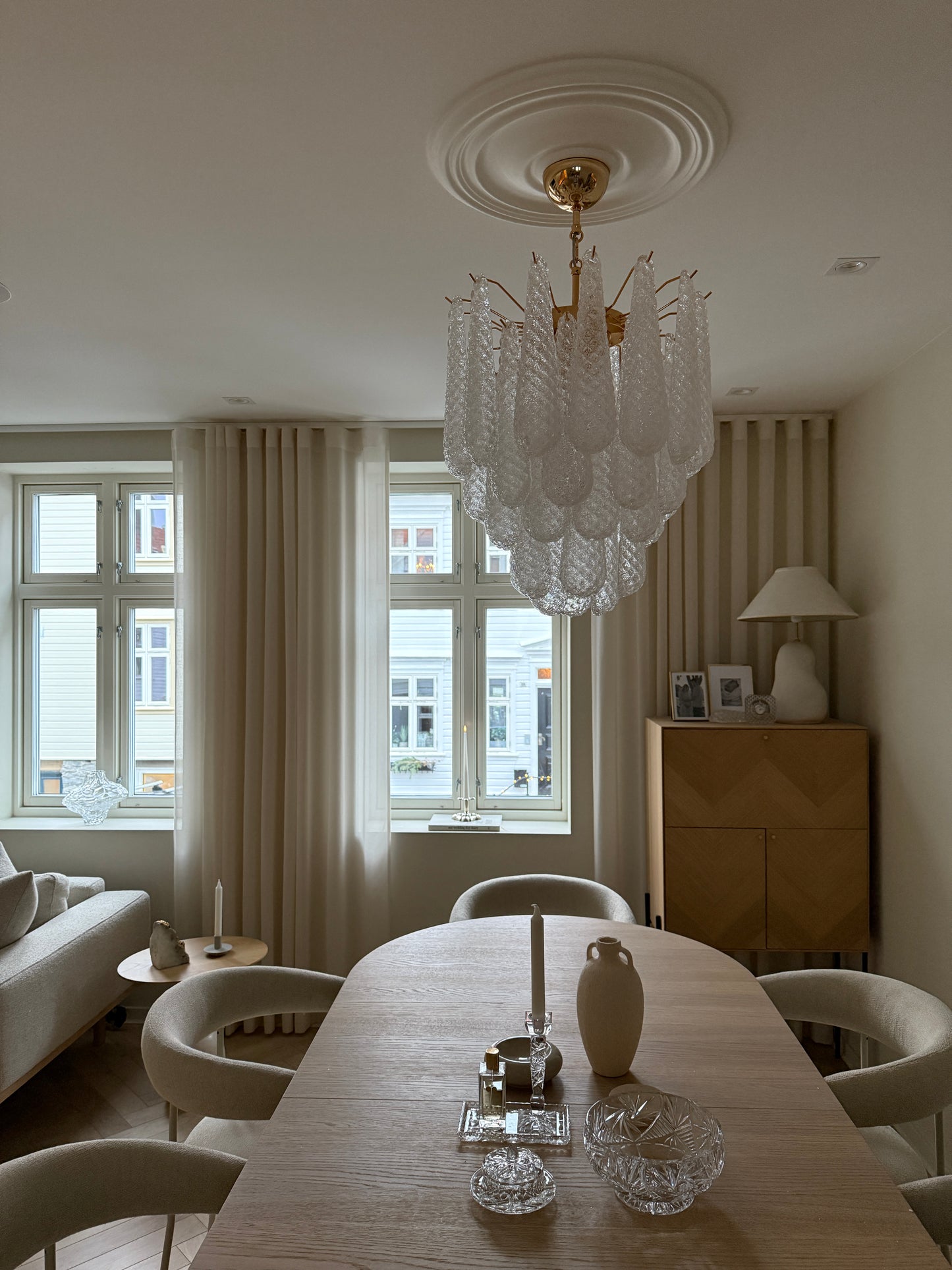 Murano Kroonluchter | 41 Duidelijke Druppel Glazen