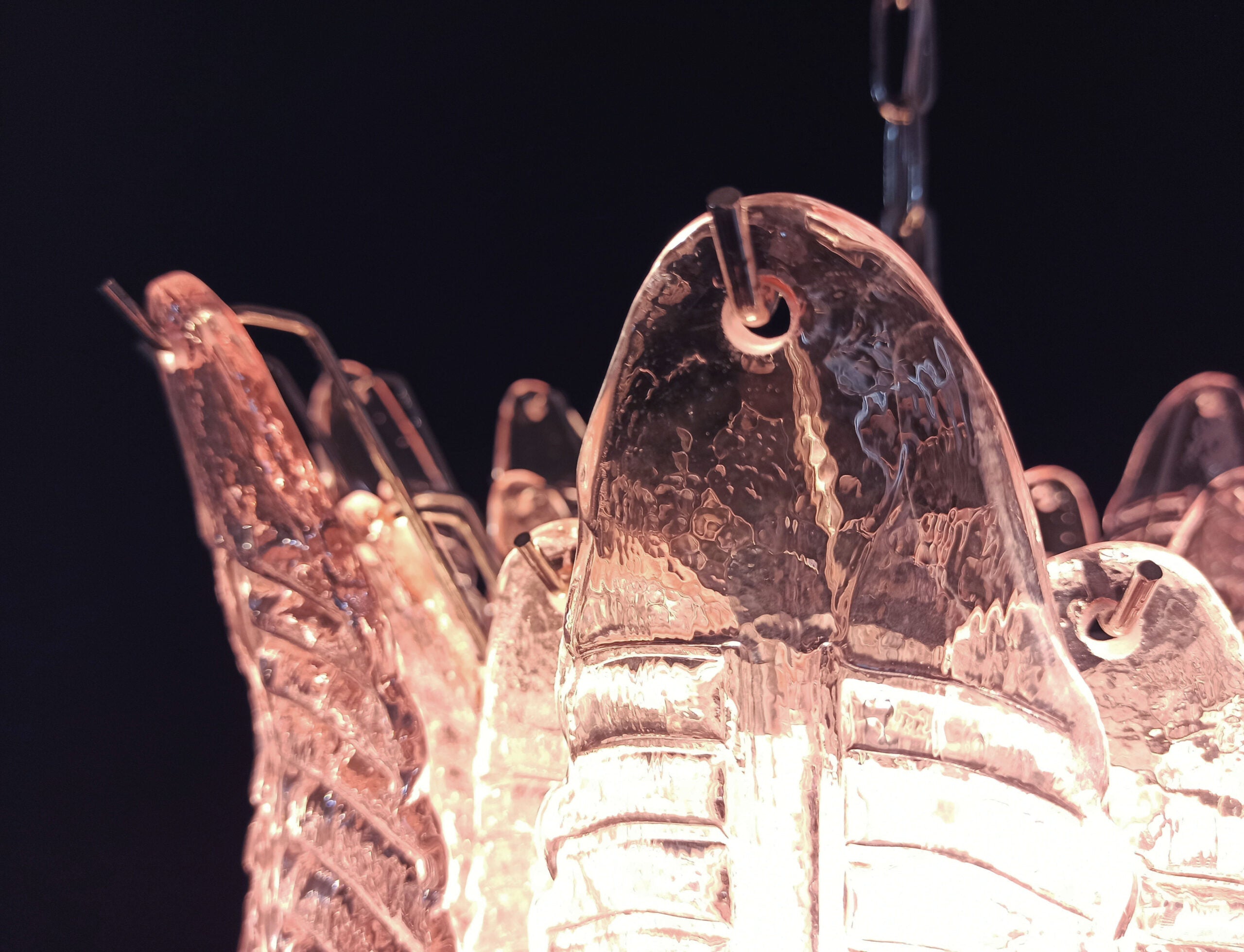 Murano Chandelier – 36 Pink Felci Glass – detail 8 – Murano Classics