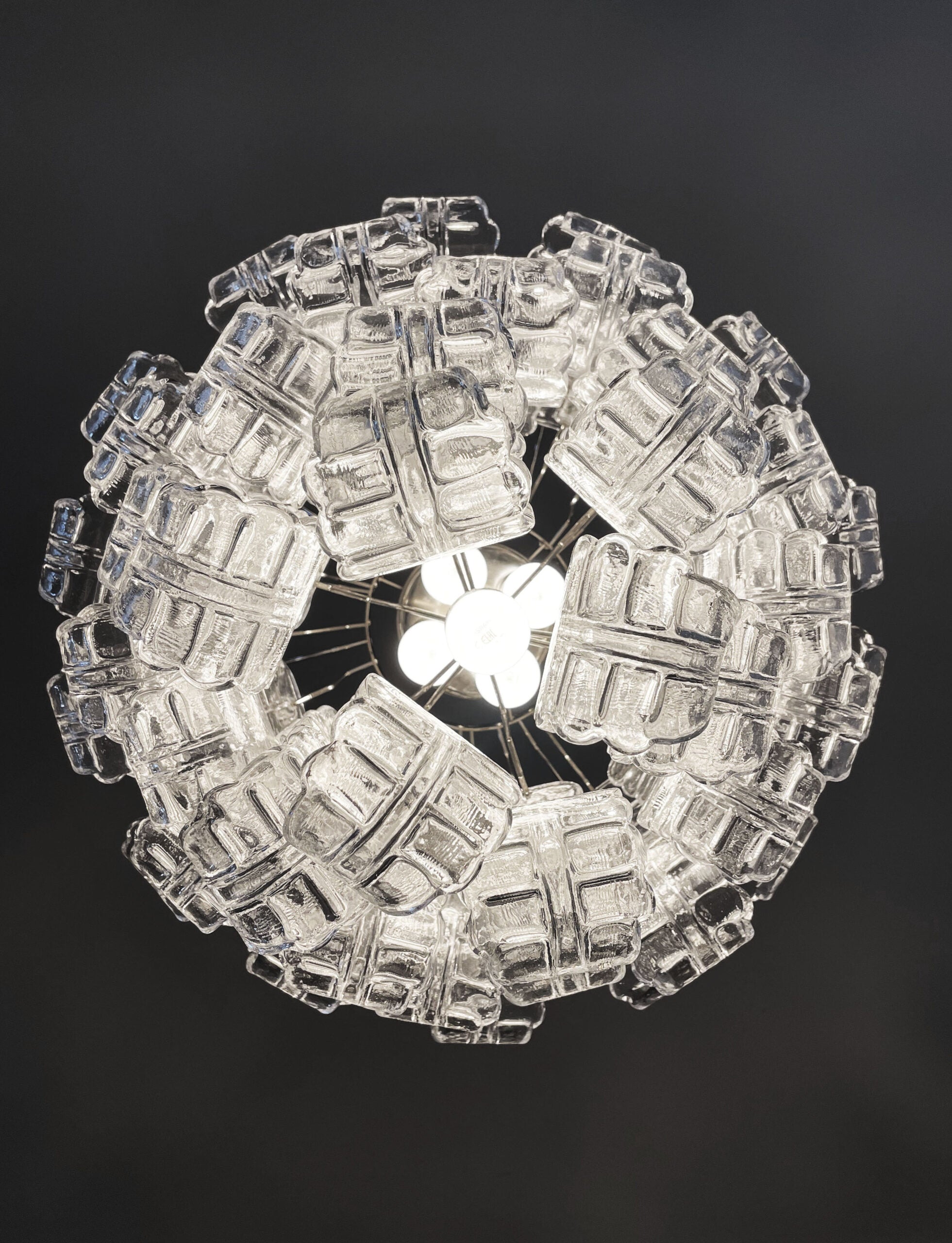 Murano Chandelier – 41 Clear Felci Glass – detail 1 – Murano Classics