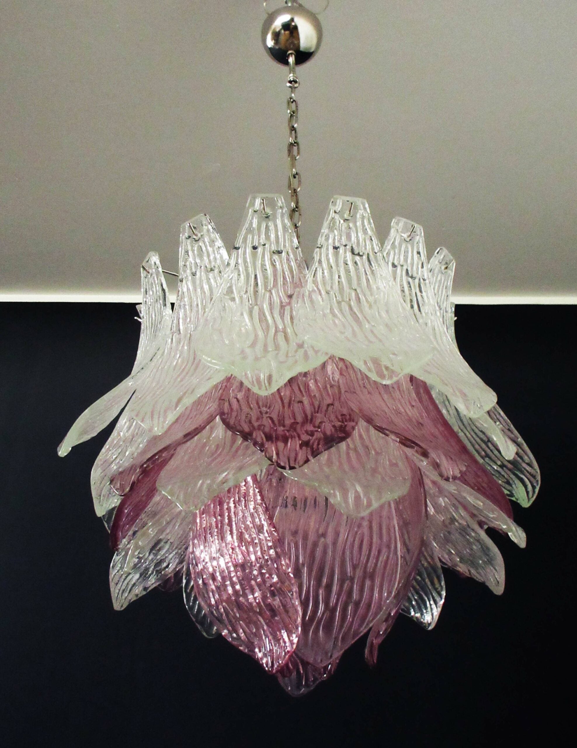 Murano Chandelier – 38 Clear Purple Crostoli Glass – detail 2 – Murano Classics