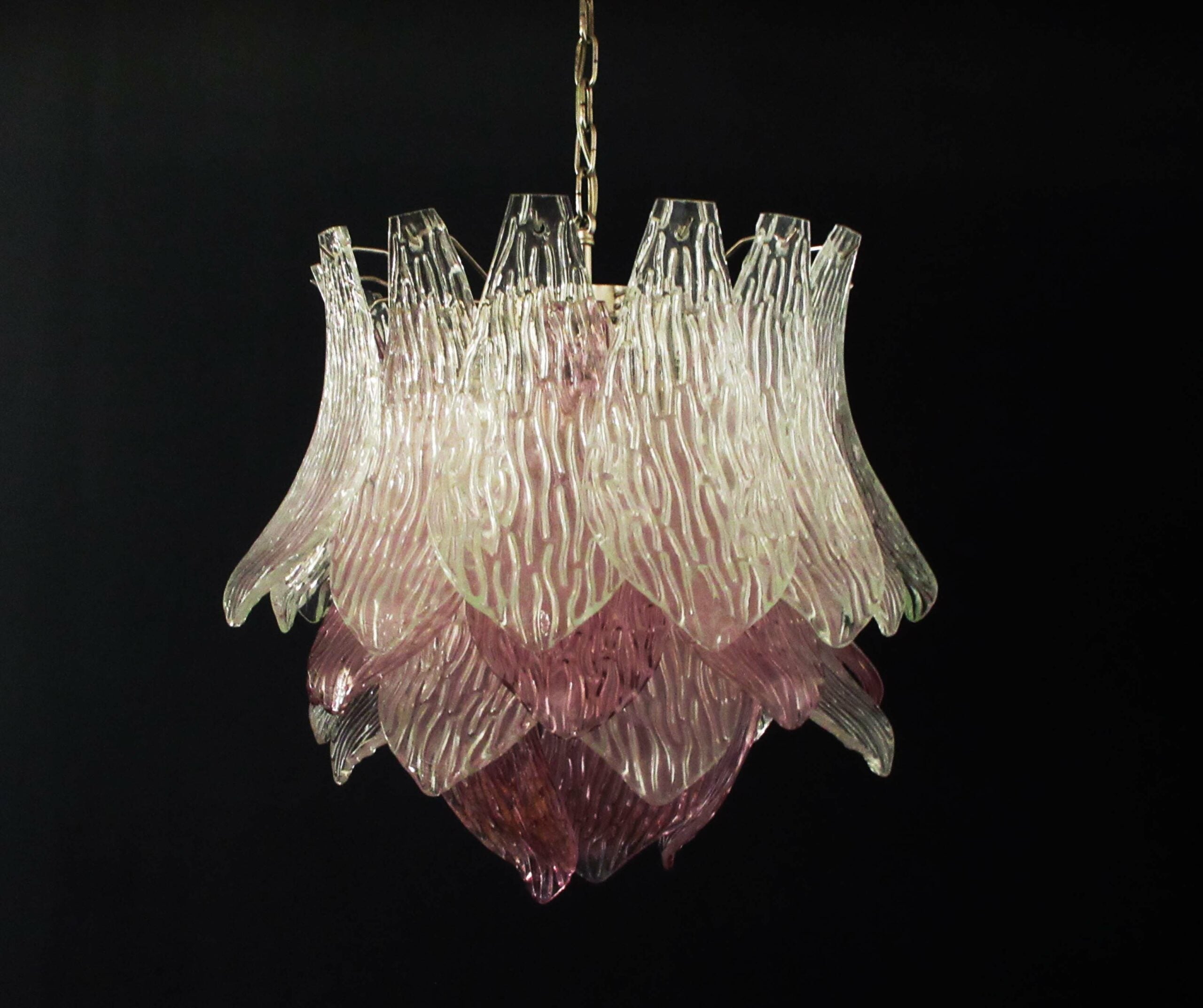 Murano Chandelier – 38 Clear Purple Crostoli Glass – detail 3 – Murano Classics