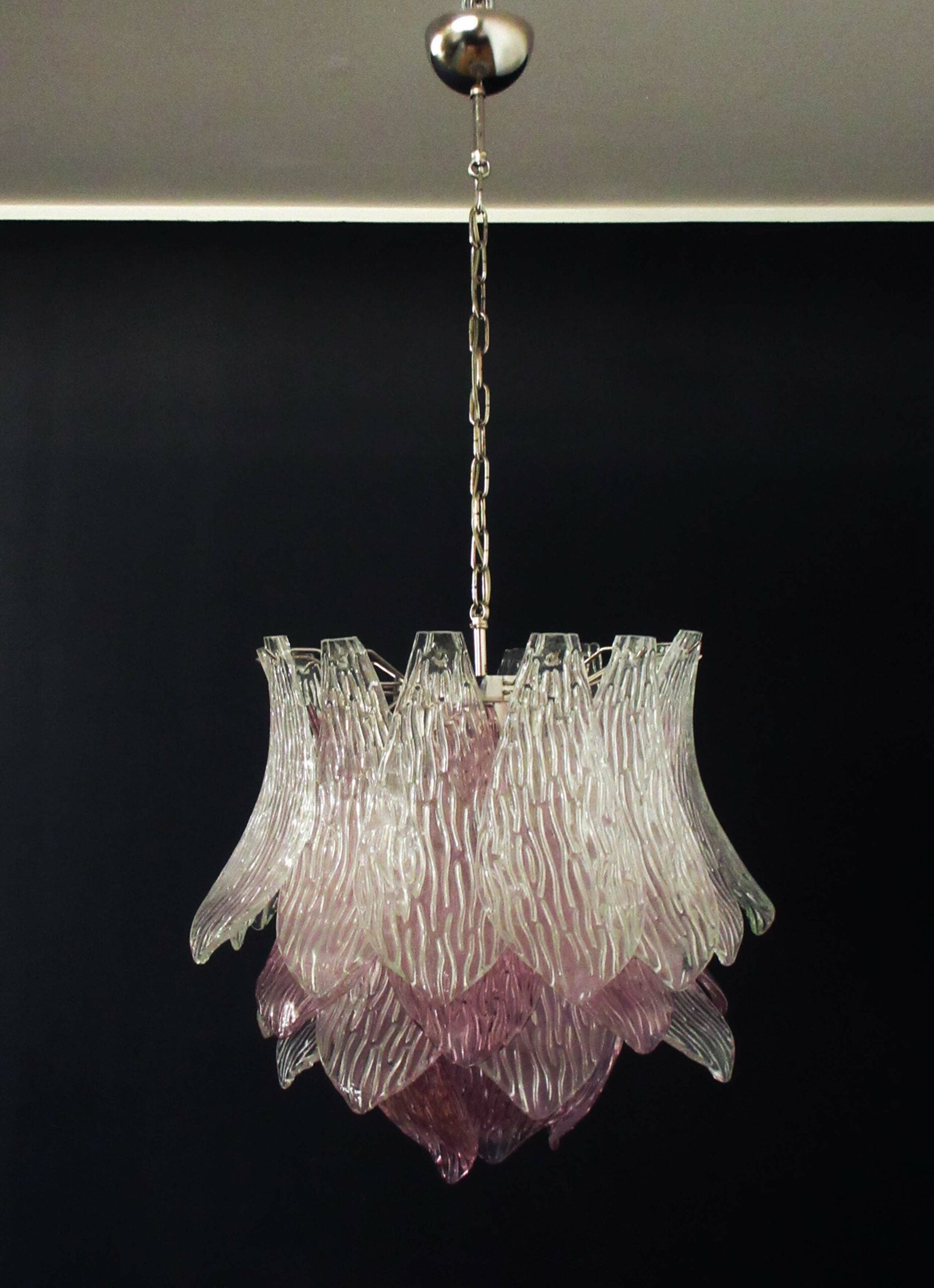 Murano Chandelier – 38 Clear Purple Crostoli Glass – detail 4 – Murano Classics