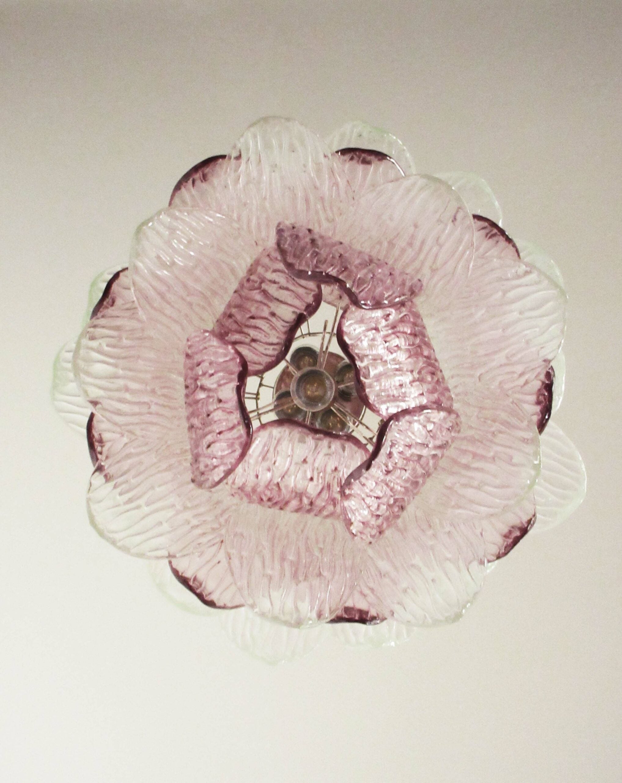 Murano Chandelier – 38 Clear Purple Crostoli Glass – detail 5 – Murano Classics