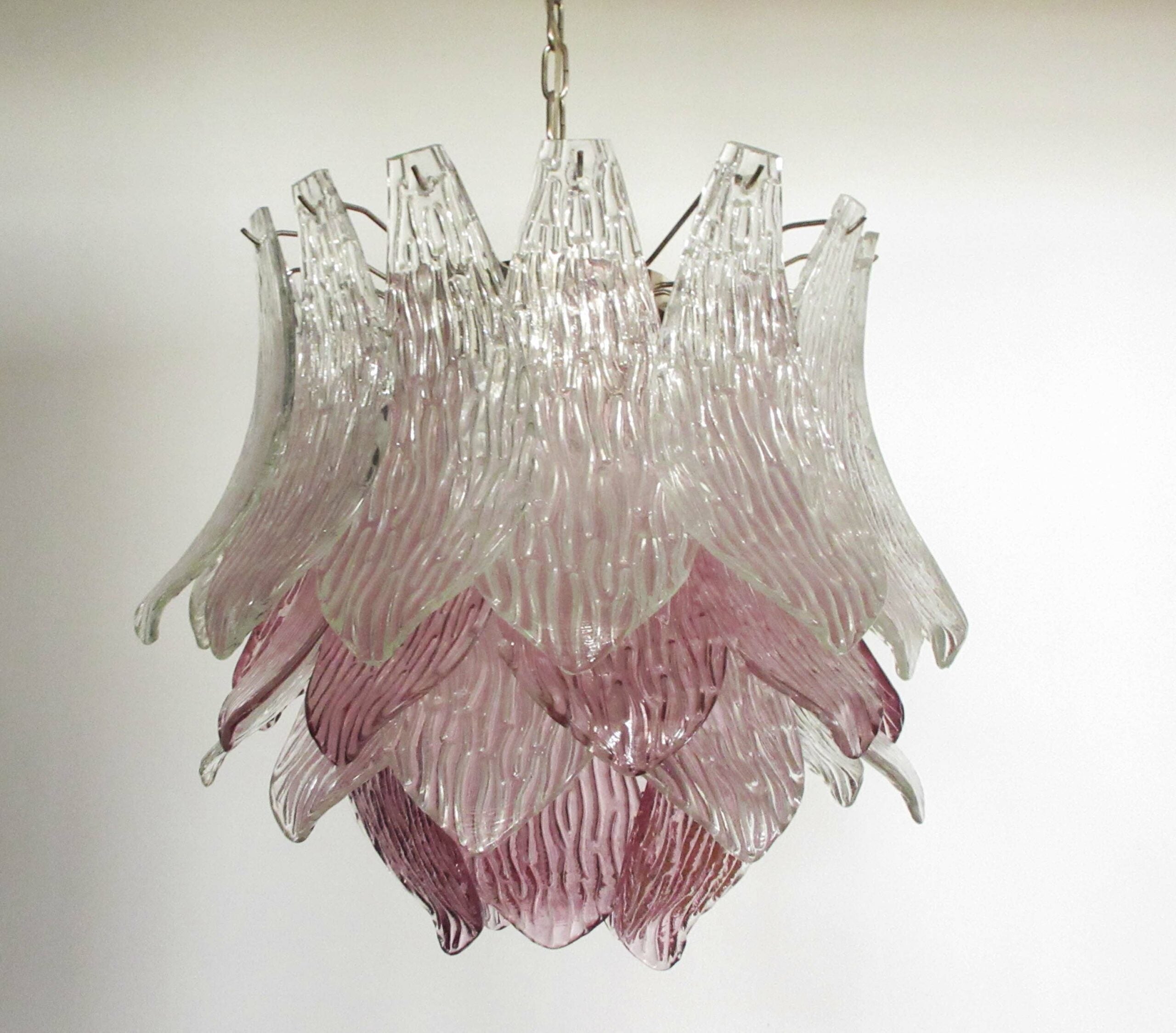 Murano Chandelier – 38 Clear Purple Crostoli Glass – detail 6 – Murano Classics