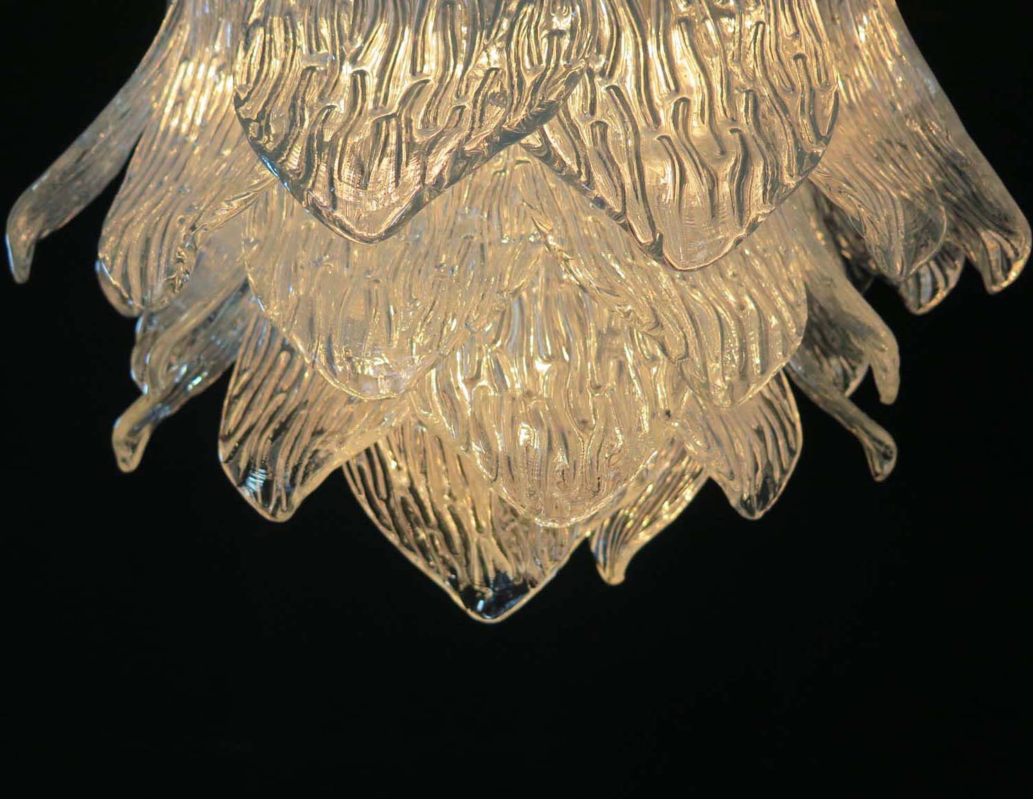 Lustre Murano – 38 Verres Crostoli Transparents – détail 10 – Murano Classics
