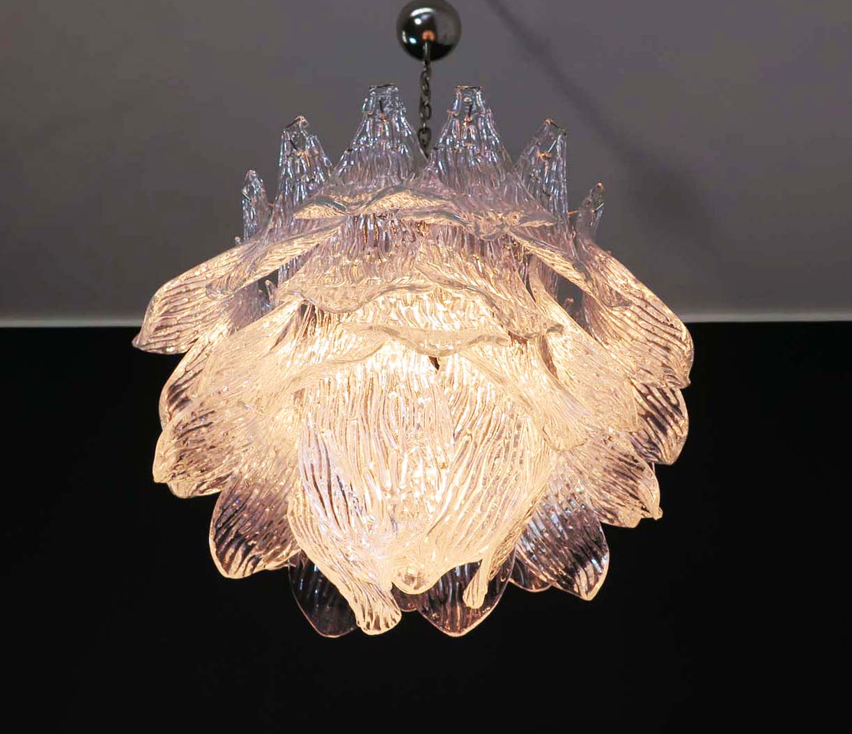 Lustre Murano – 38 Verres Crostoli Transparents – détail 11 – Murano Classics