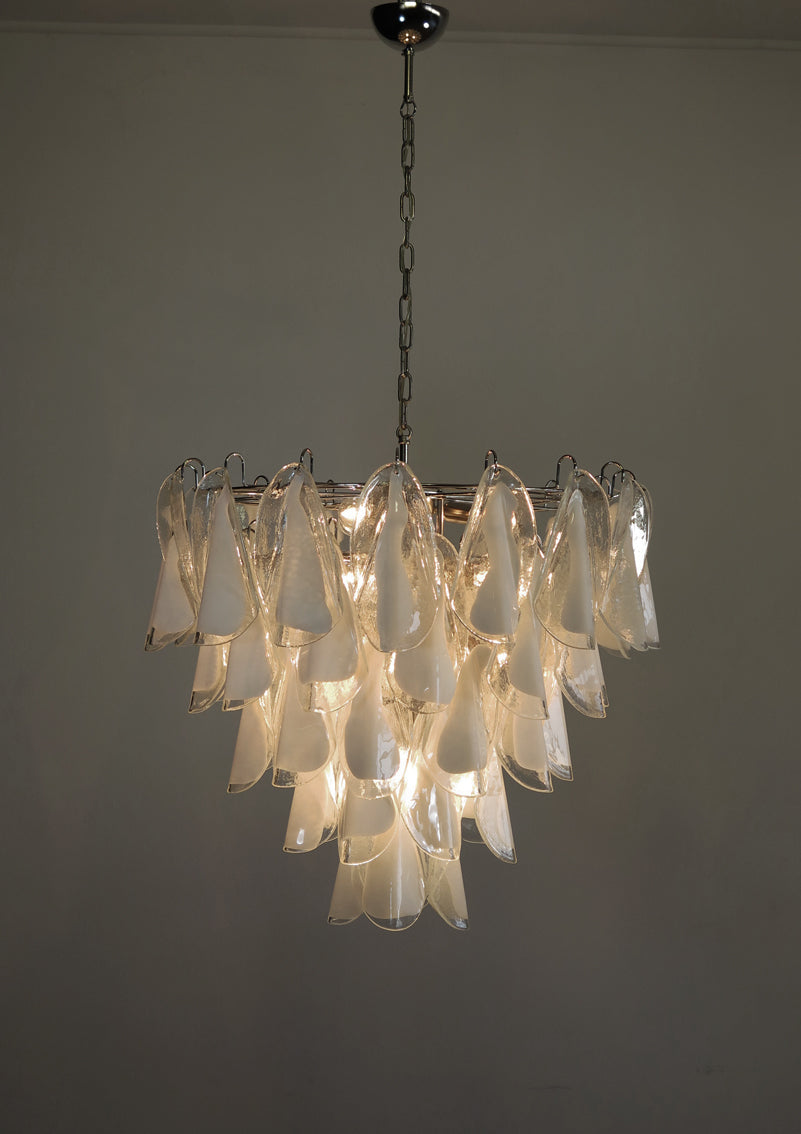 Murano Lysekrone – 50 Hvite Klare Rondiniglass – detalj 4 – Murano Classics