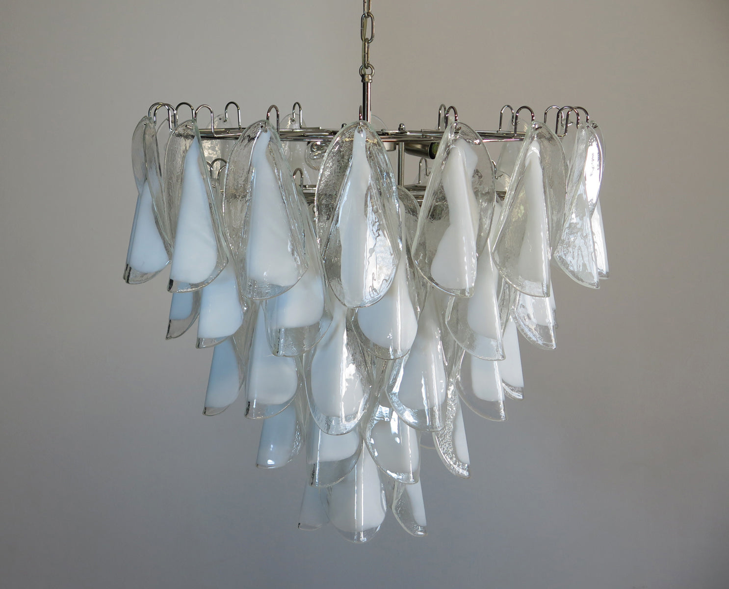 Murano Lysekrone – 50 Hvite Klare Rondiniglass – detalj 6 – Murano Classics