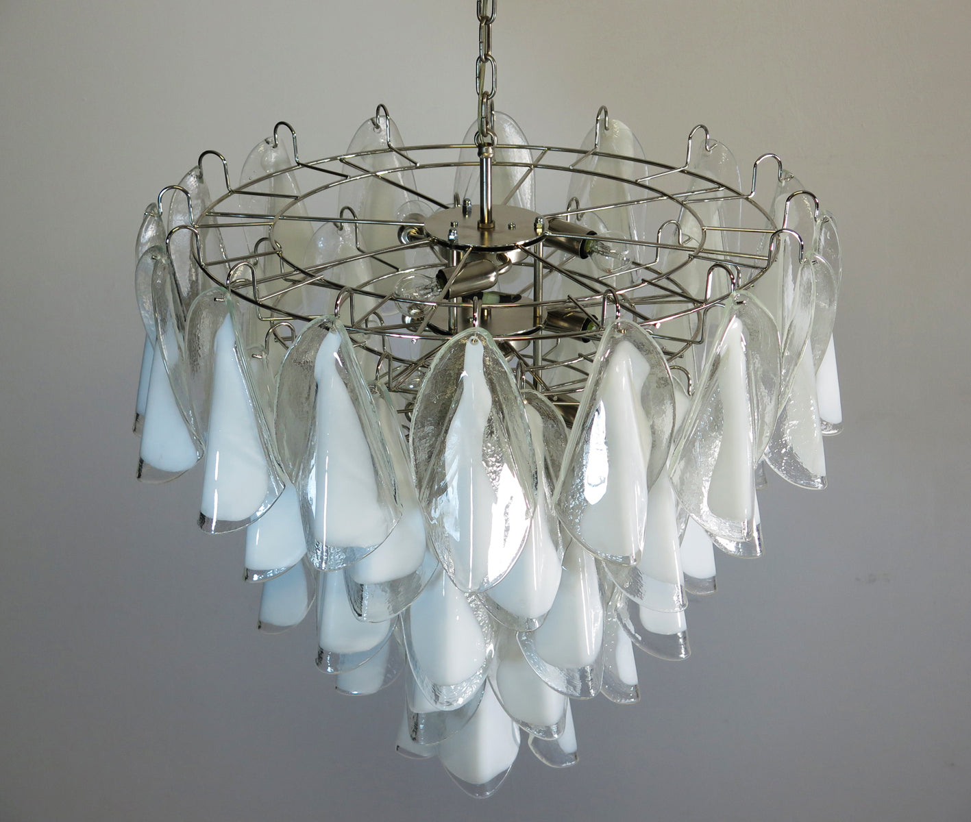 Murano Lysekrone – 50 Hvite Klare Rondiniglass – detalj 7 – Murano Classics