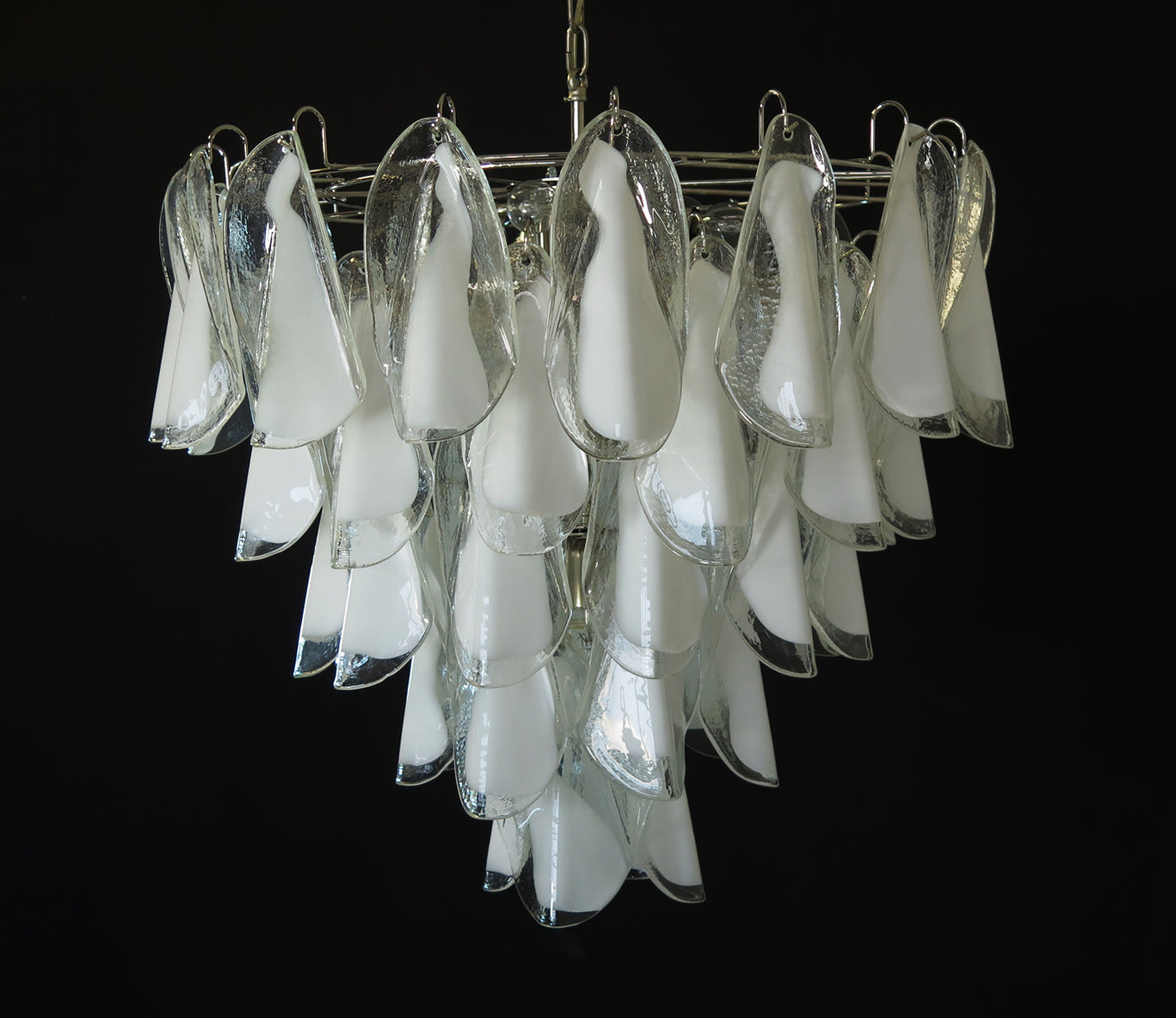 Murano Lysekrone – 50 Hvite Klare Rondiniglass – detalj 9 – Murano Classics