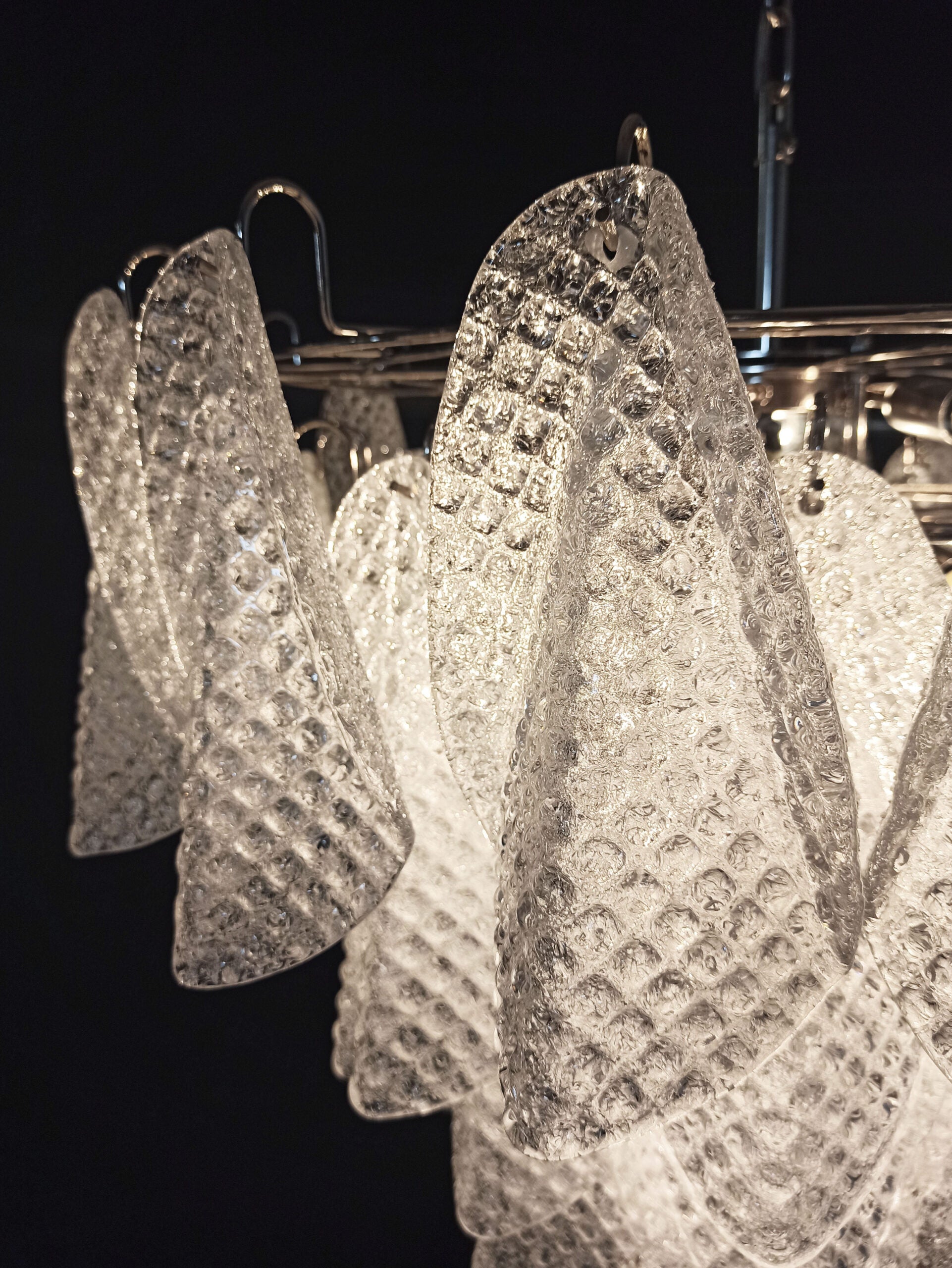 Murano Lysekrone – 57 Klare Rondiniglass – detalj 7 – Murano Classics